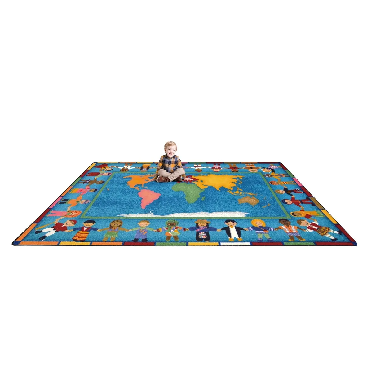Hands Around the World Multi Educational Nylon Area Rug