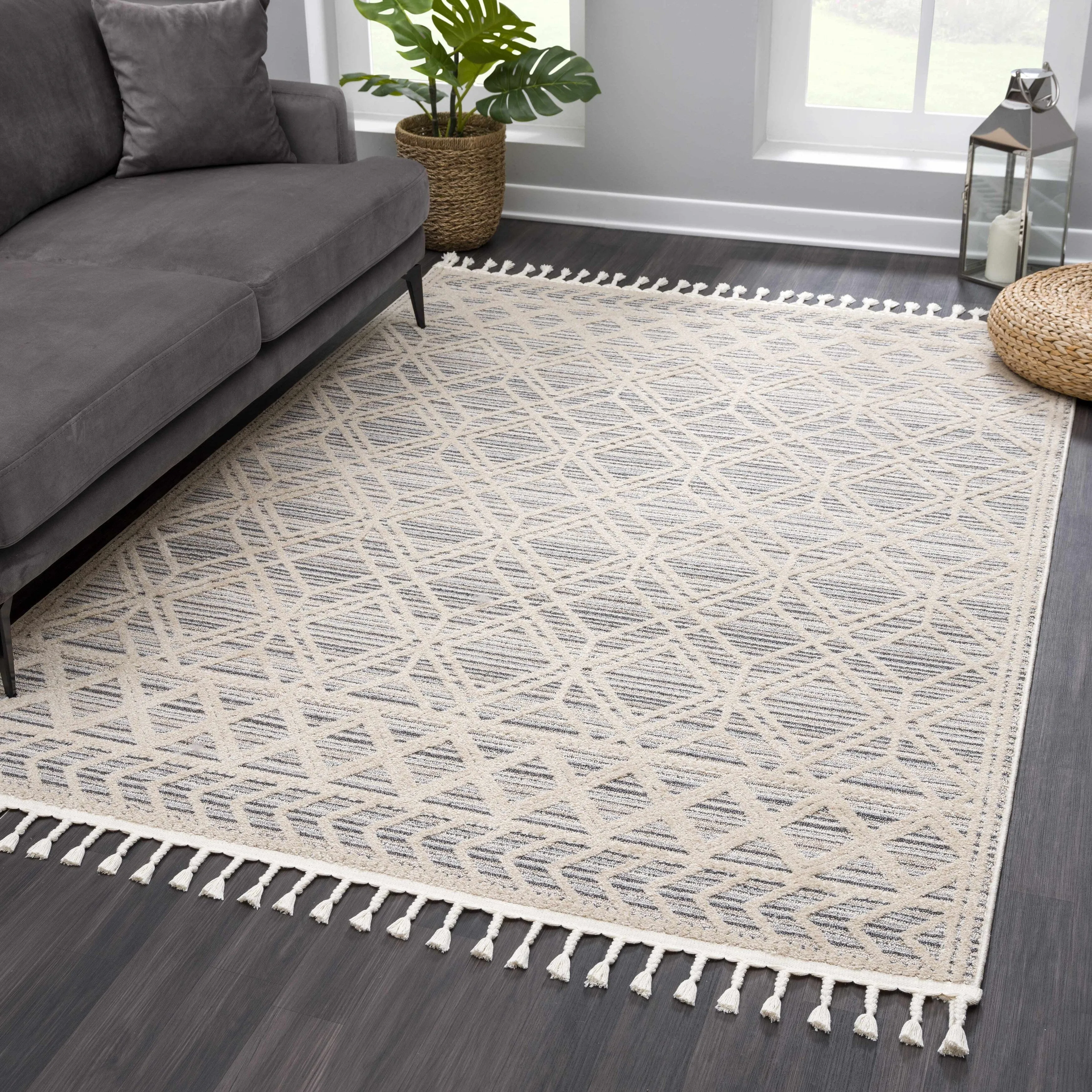 Hauteloom Magnolia Moroccan Trellis Farmhouse High Low Area Rug