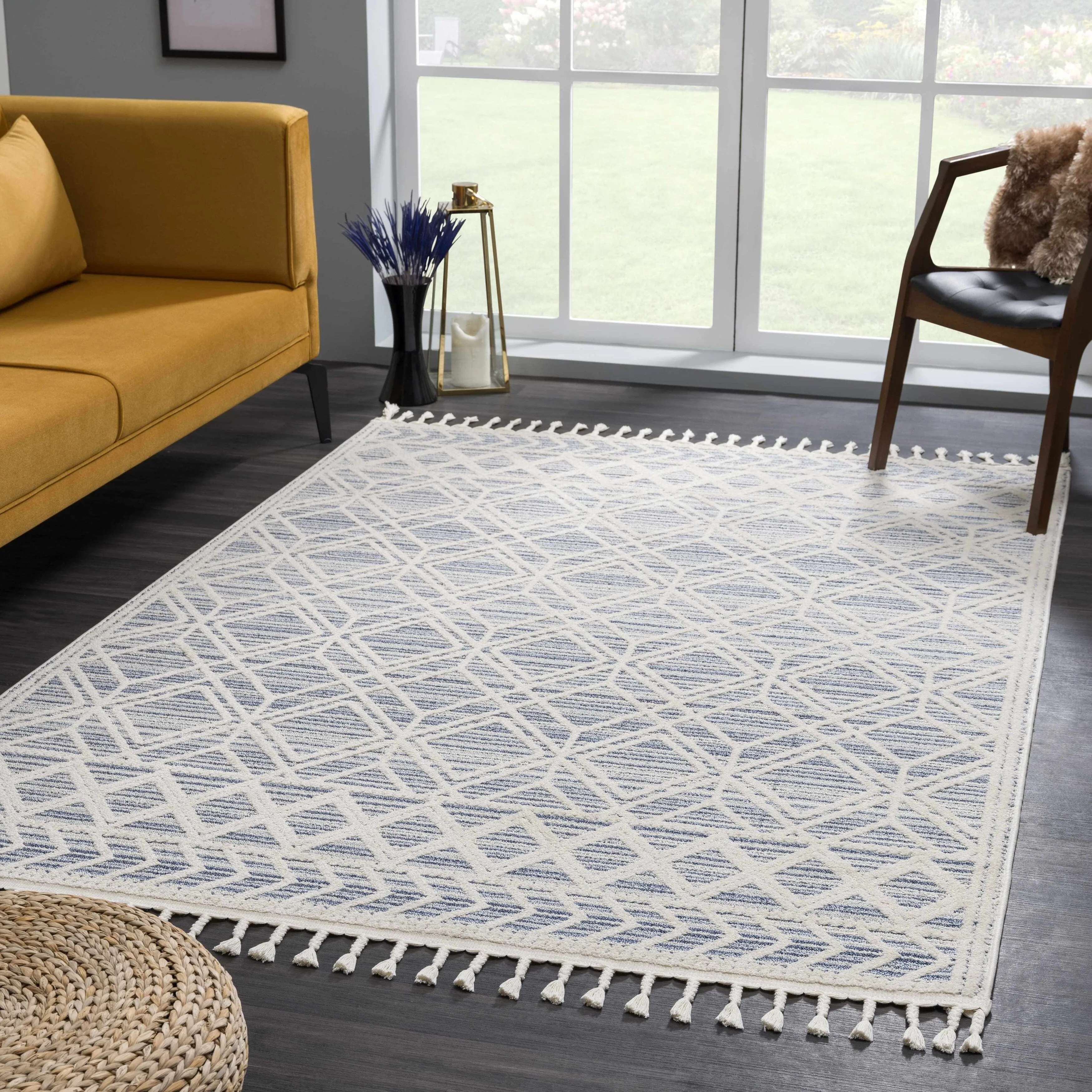 Hauteloom Magnolia Moroccan Trellis Farmhouse High Low Area Rug