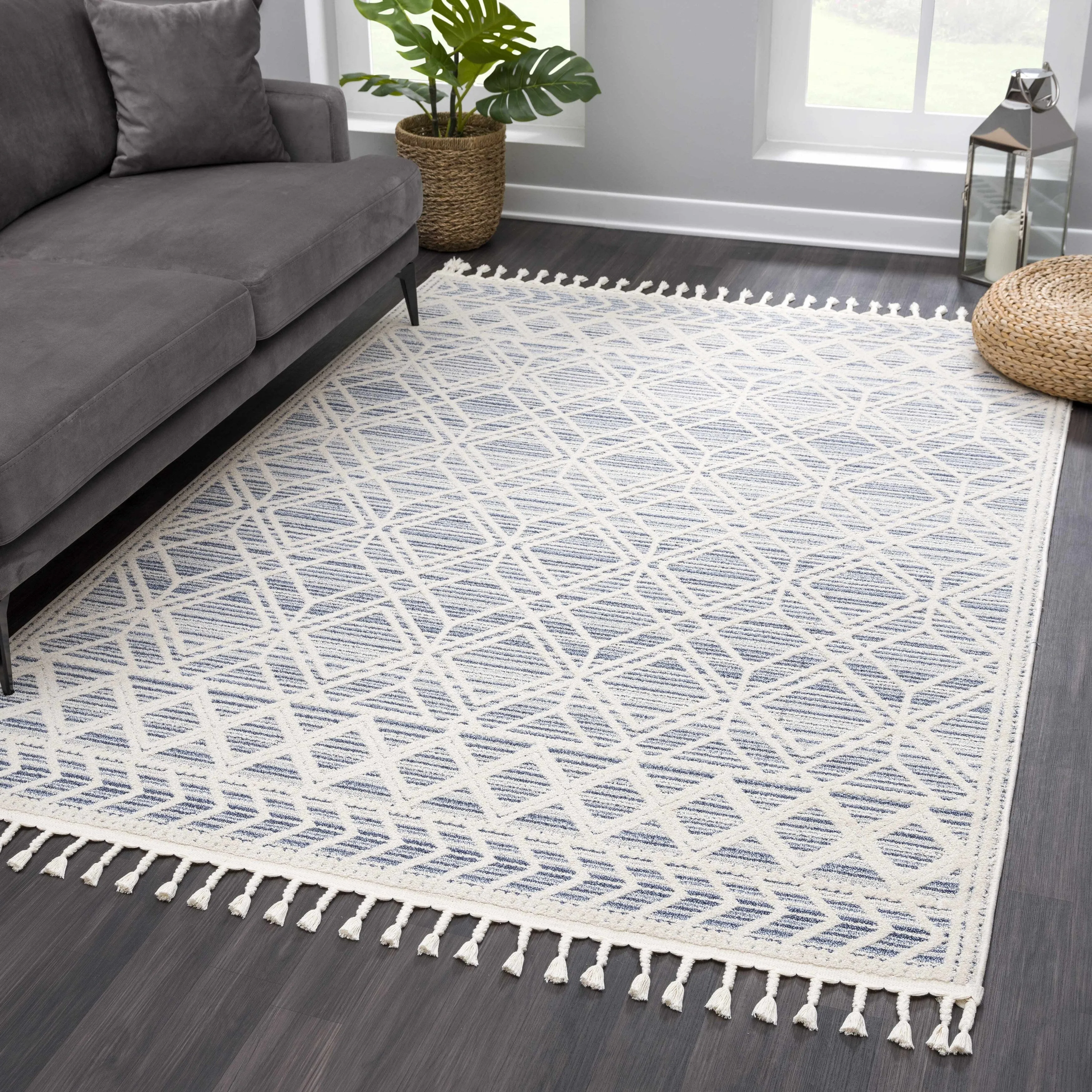 Hauteloom Magnolia Moroccan Trellis Farmhouse High Low Area Rug