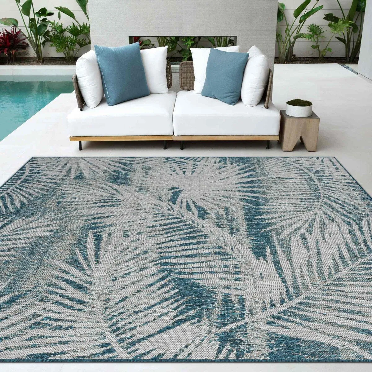 HR HANDCRAFT RUGS Waterproof Leaf Pattern Outdoor Rug Stain/Fade-Resistant