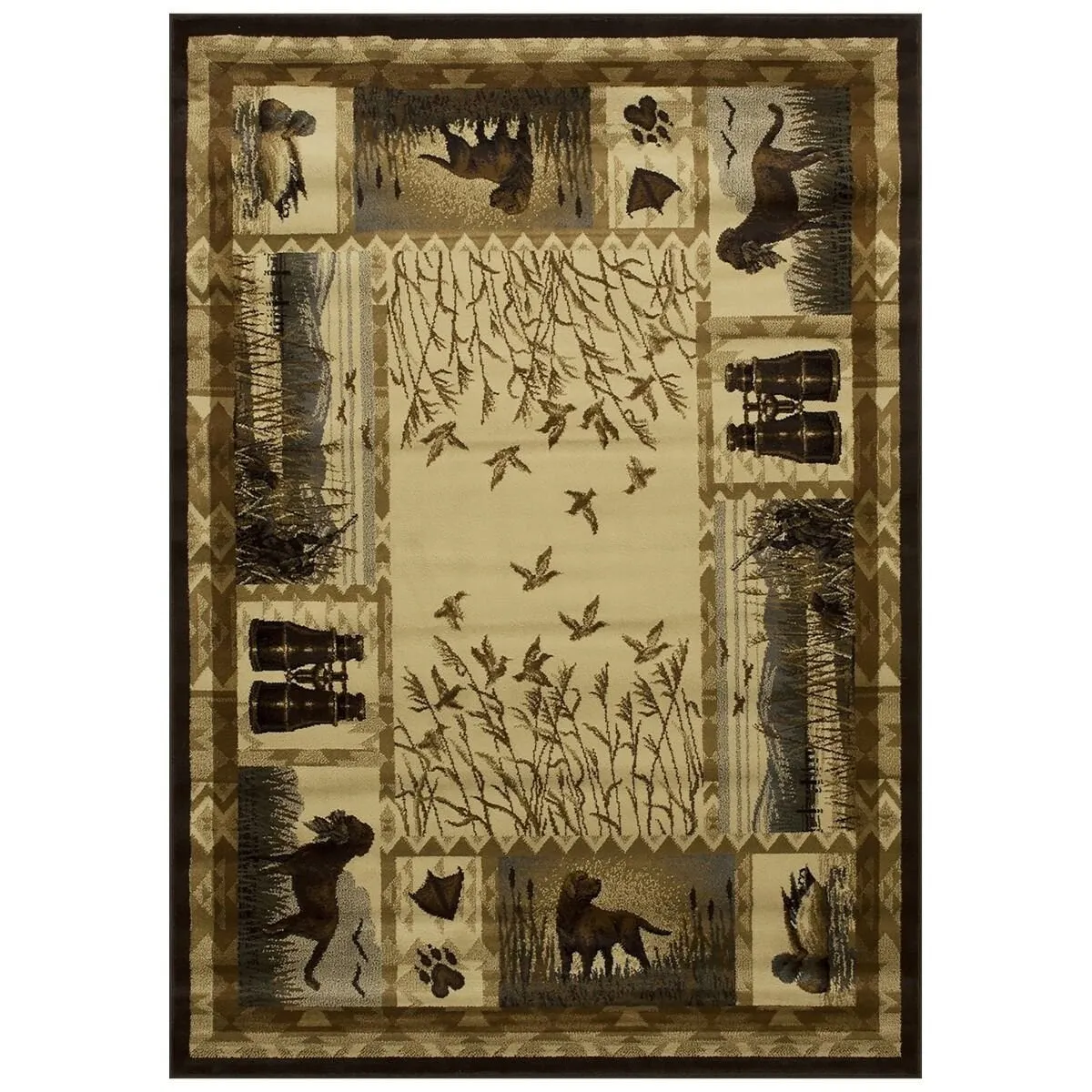 HR Lodge. Cabin Hunting Accent Area Rug Modern Geometric Design Cabin Area Rug