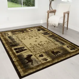 HR Lodge. Cabin Hunting Accent Area Rug Modern Geometric Design Cabin Area Rug