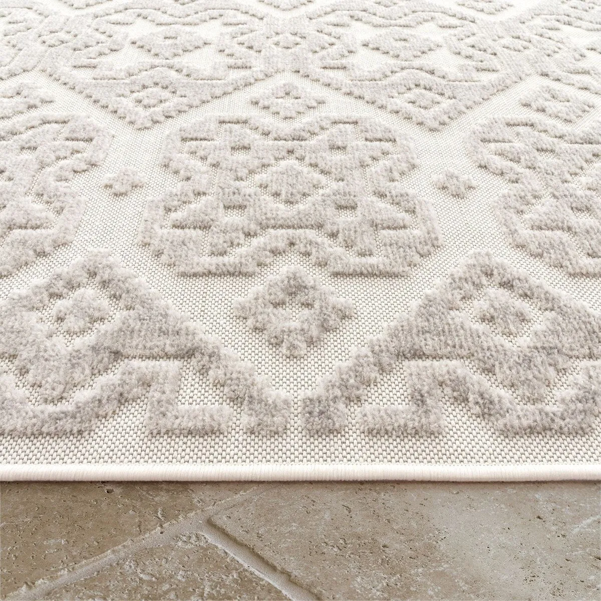 In- & Outdoor Rug Marrakesh Trellis Pattern with High/Low Effect