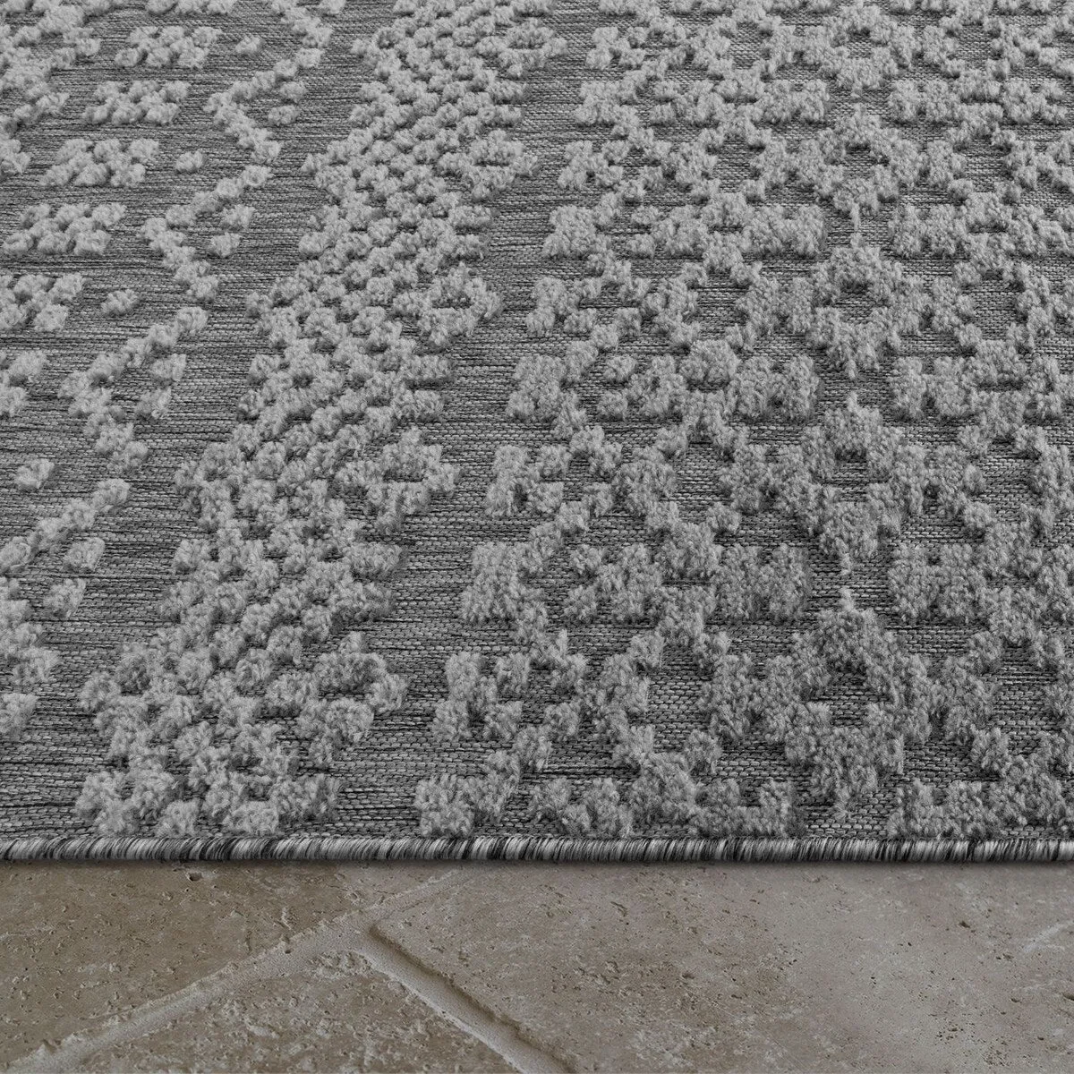 In- & Outdoor Rug Marrakesh Trellis Pattern with High/Low Effect