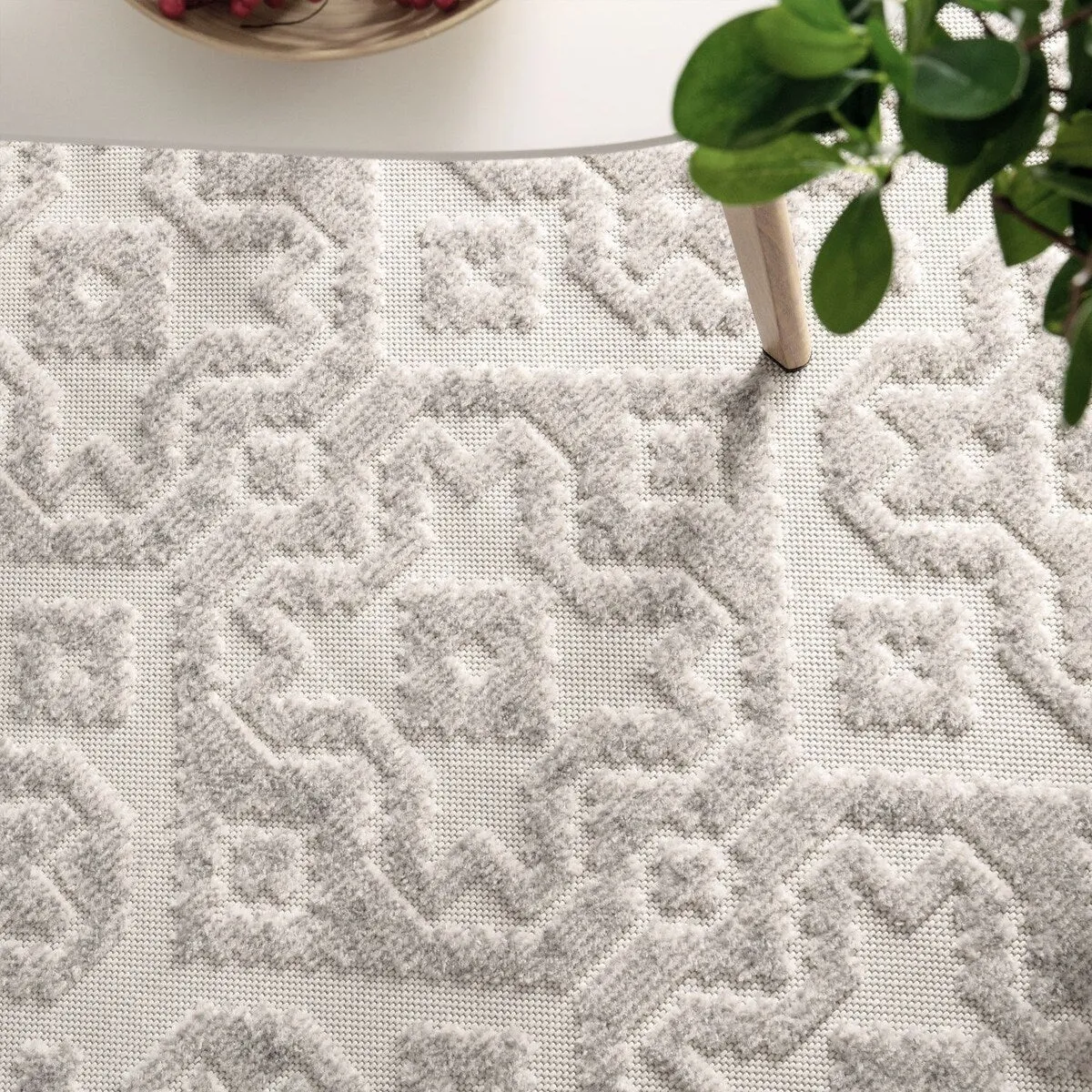 In- & Outdoor Rug Marrakesh Trellis Pattern with High/Low Effect