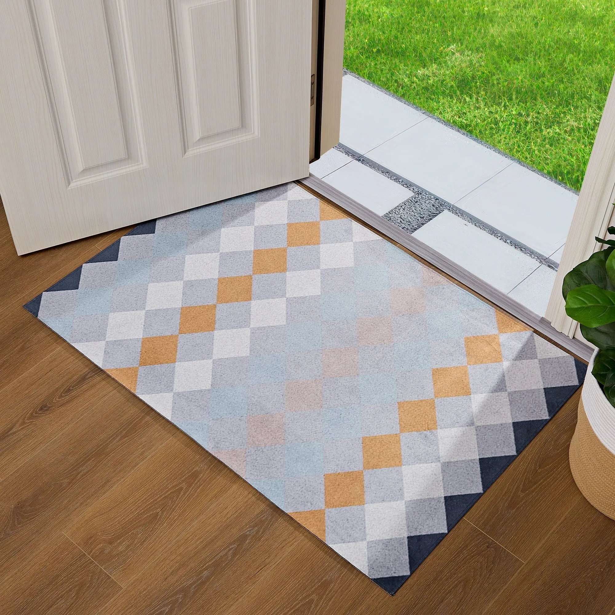 Indoor Door Mat. Front Back Outdoor Mat Rubber Backing. Low-Profile Entrance Rugs. Absorbent Resist Dirt Doormats Inside Doormat