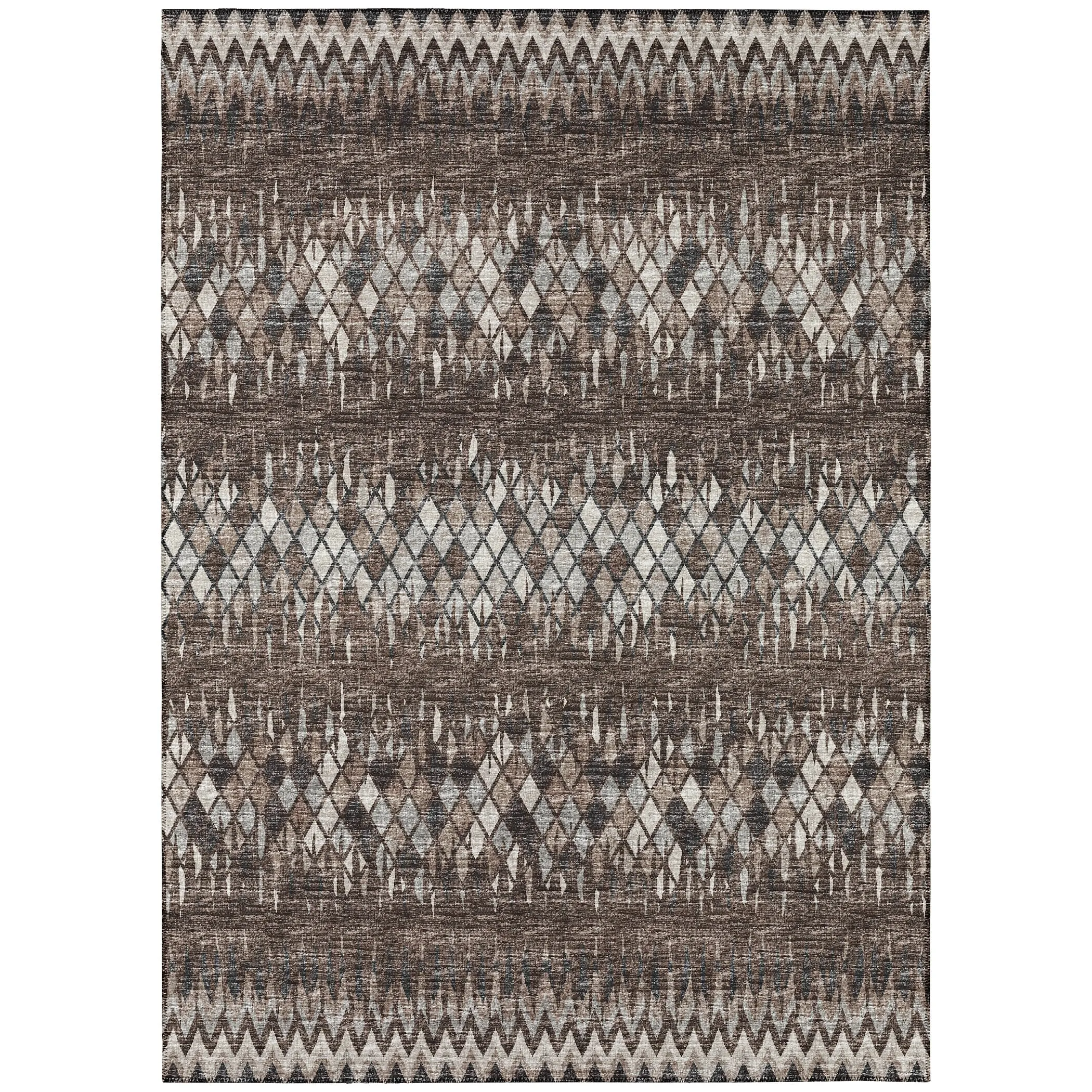Indoor/Outdoor Rylee Boho Diamonds Washable Rug New