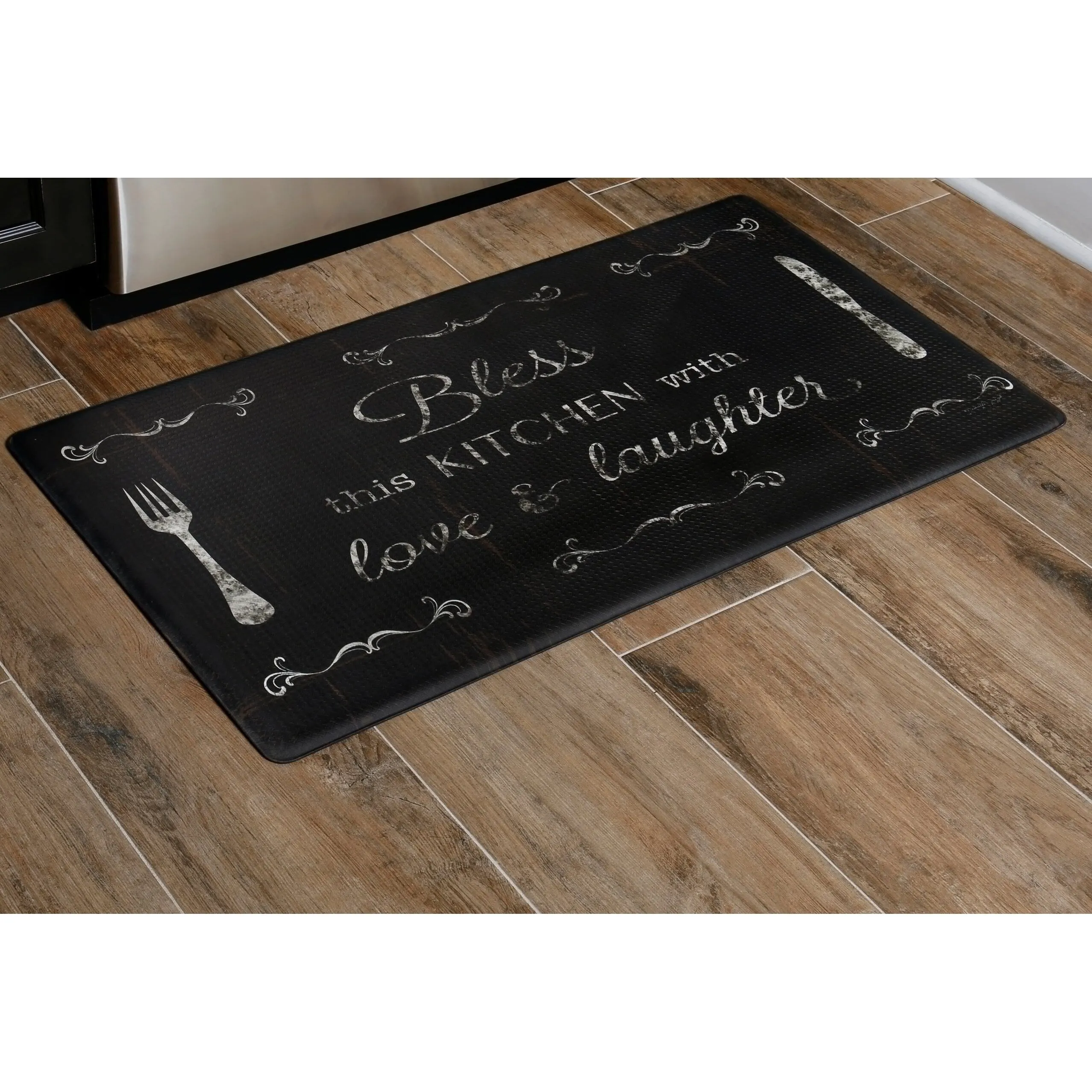 J&V Textiles Oversized Feel at Ease Anti fatigue Kitchen Mat (Bless This Kitchen) Black Size 20X36 - 20 X 36