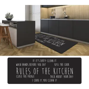 J&V Textiles Rules of the Kitchen Anti fatigue Kitchen Runner Mat Black Size 20X55 - 20 X 55