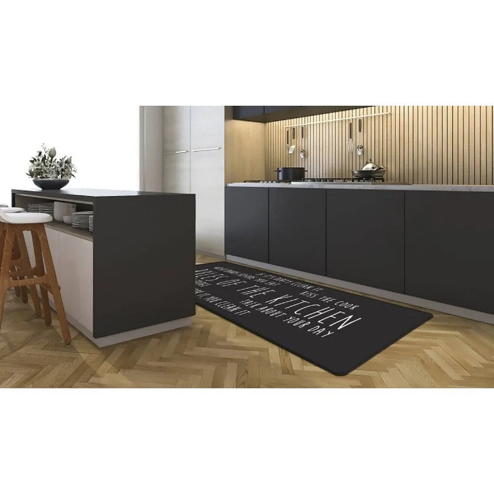 J&V Textiles Rules of the Kitchen Anti fatigue Kitchen Runner Mat Black Size 20X55 - 20 X 55