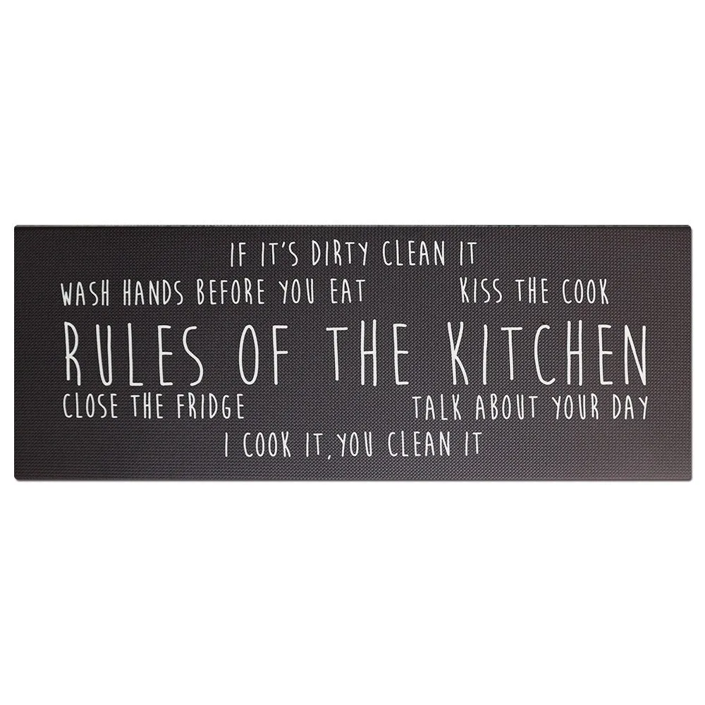 J&V Textiles Rules of the Kitchen Anti fatigue Kitchen Runner Mat Black Size 20X55 - 20 X 55