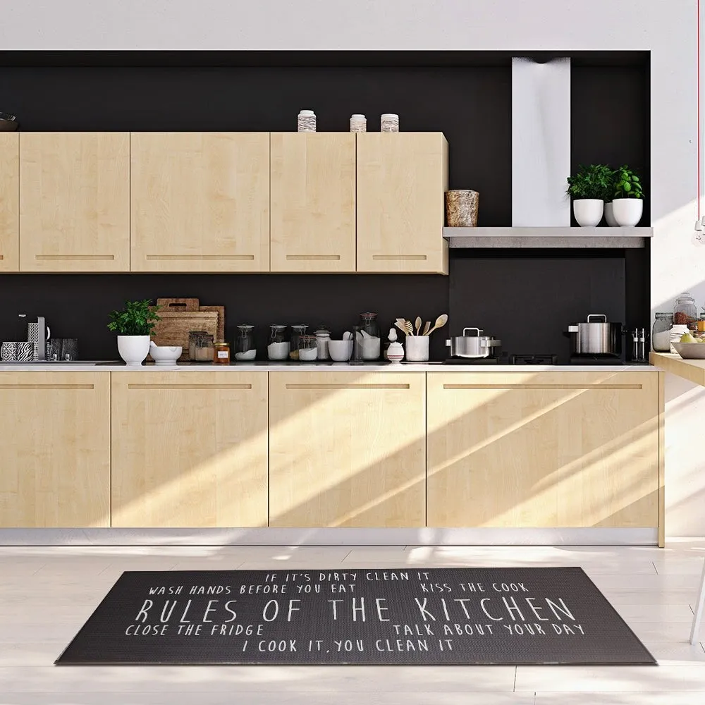 J&V Textiles Rules of the Kitchen Anti fatigue Kitchen Runner Mat Black Size 20X55 - 20 X 55
