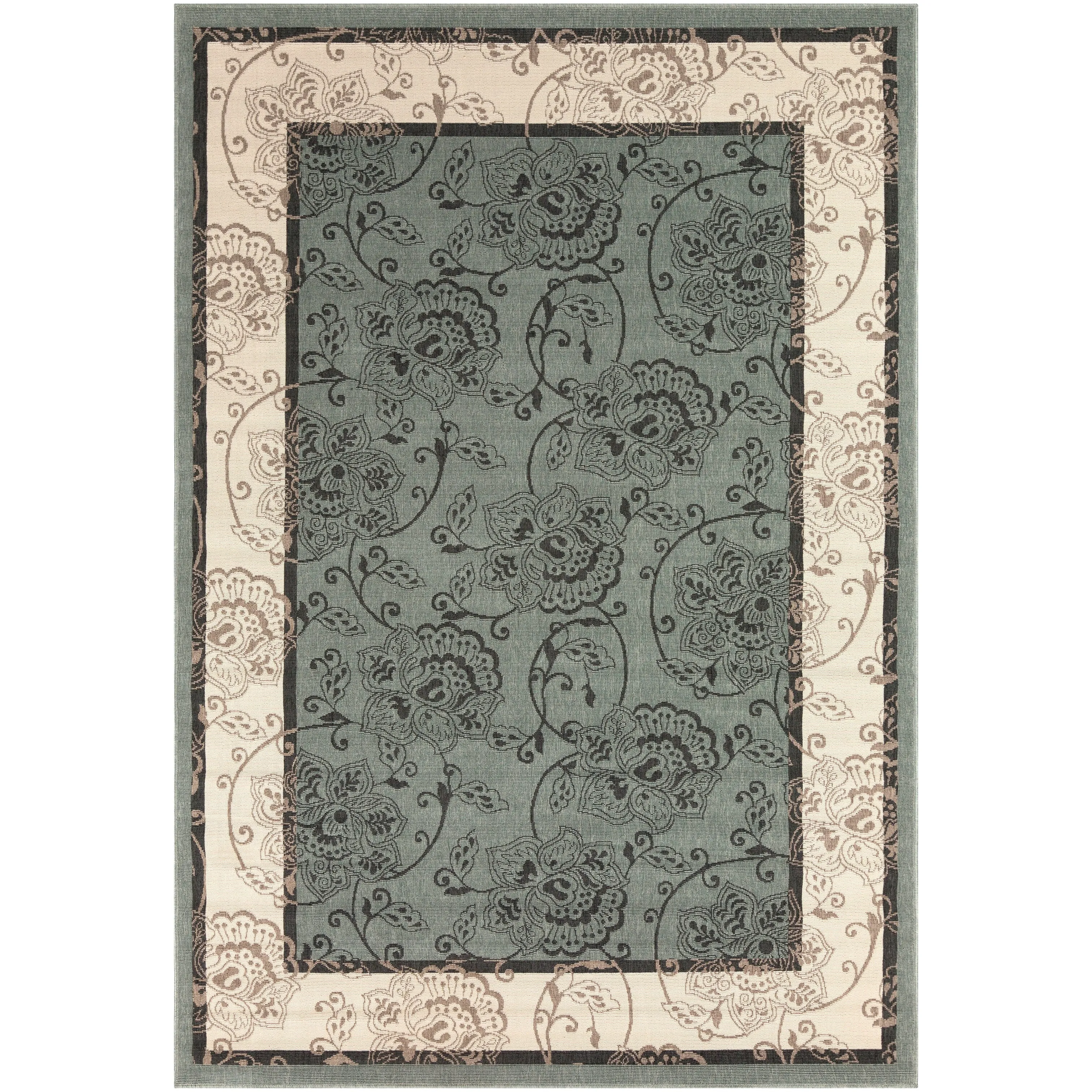 Janelle Indoor/Outdoor Transitional Floral Border Area Rug