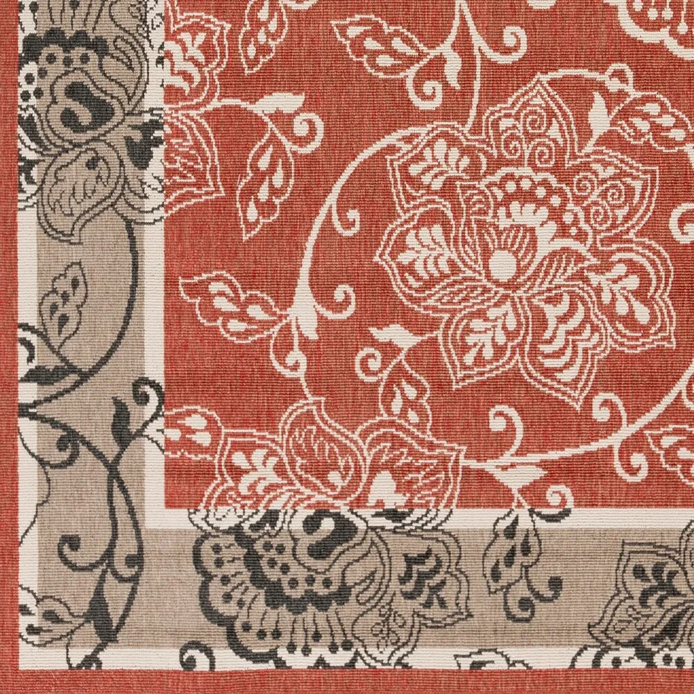 Janelle Indoor/Outdoor Transitional Floral Border Area Rug
