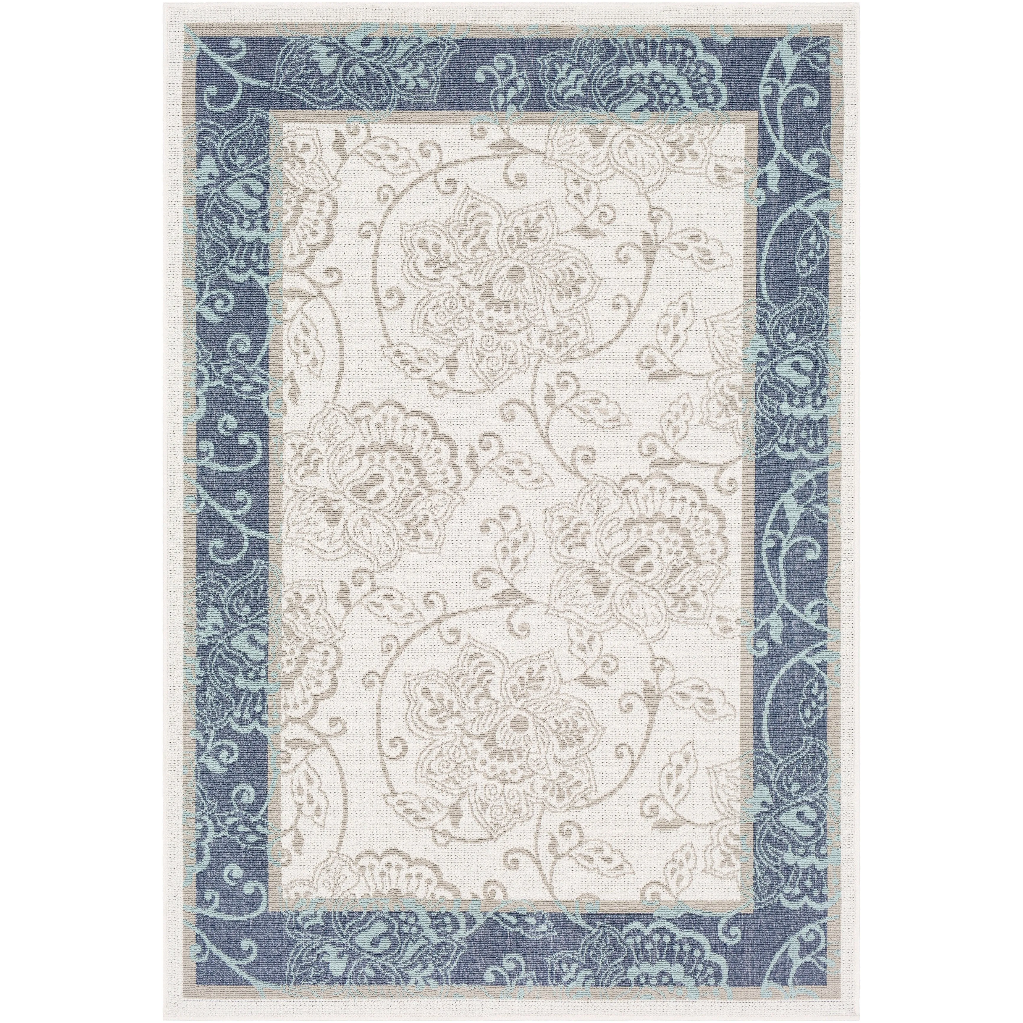 Janelle Indoor/Outdoor Transitional Floral Border Area Rug