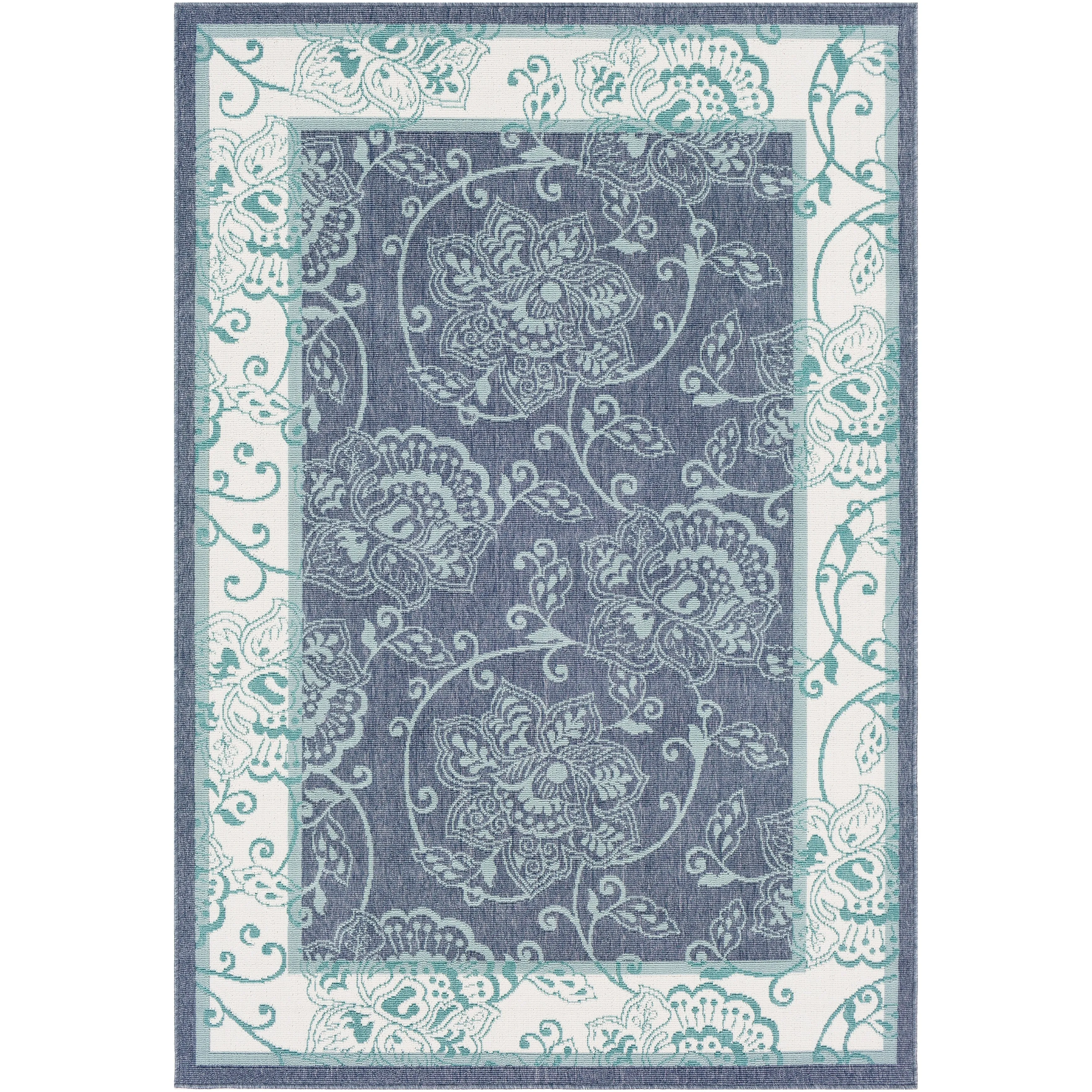 Janelle Indoor/Outdoor Transitional Floral Border Area Rug