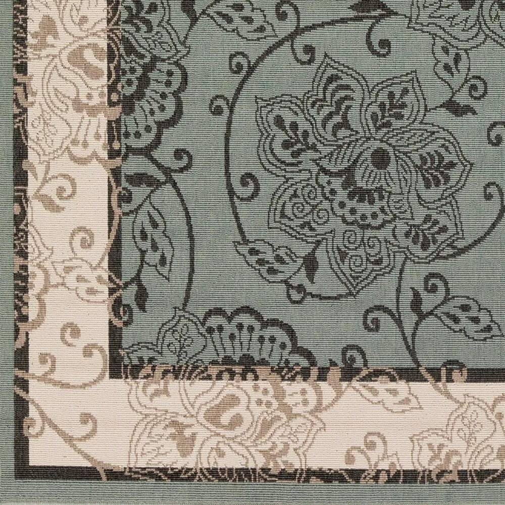 Janelle Indoor/Outdoor Transitional Floral Border Area Rug