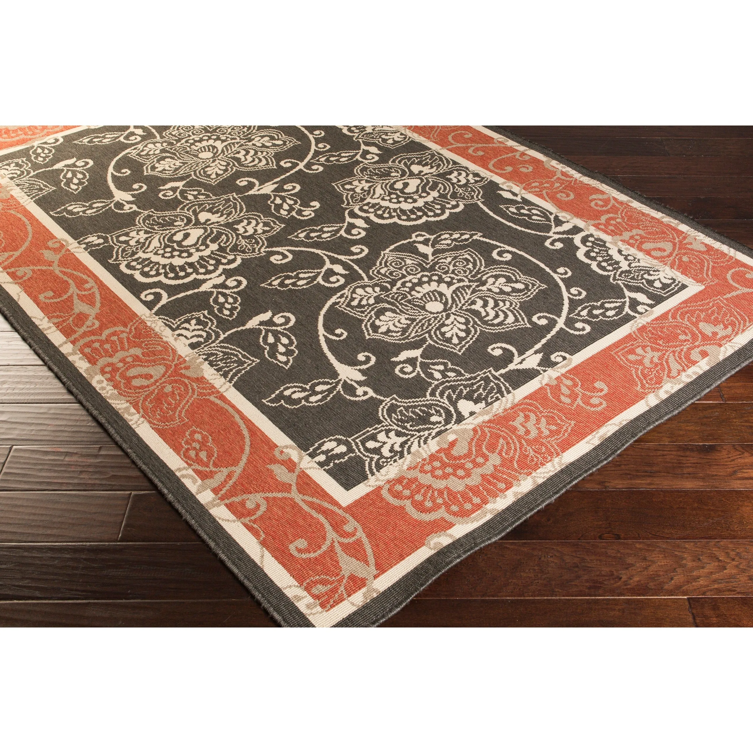 Janelle Indoor/Outdoor Transitional Floral Border Area Rug