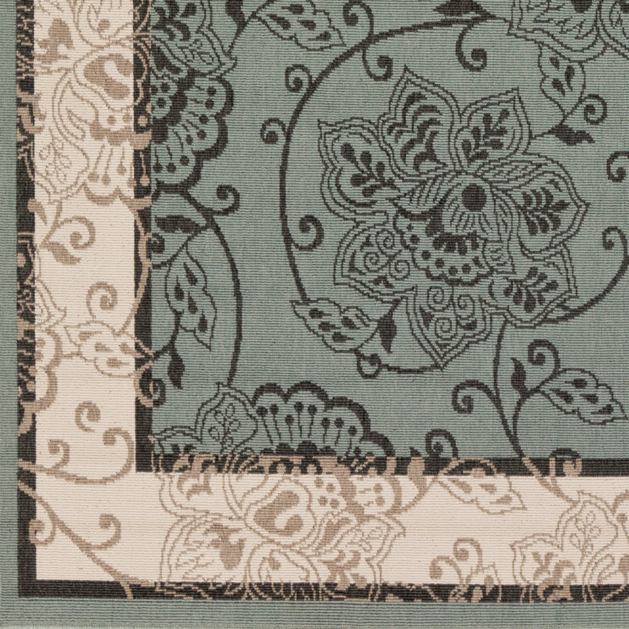 Janelle Indoor/Outdoor Transitional Floral Border Area Rug