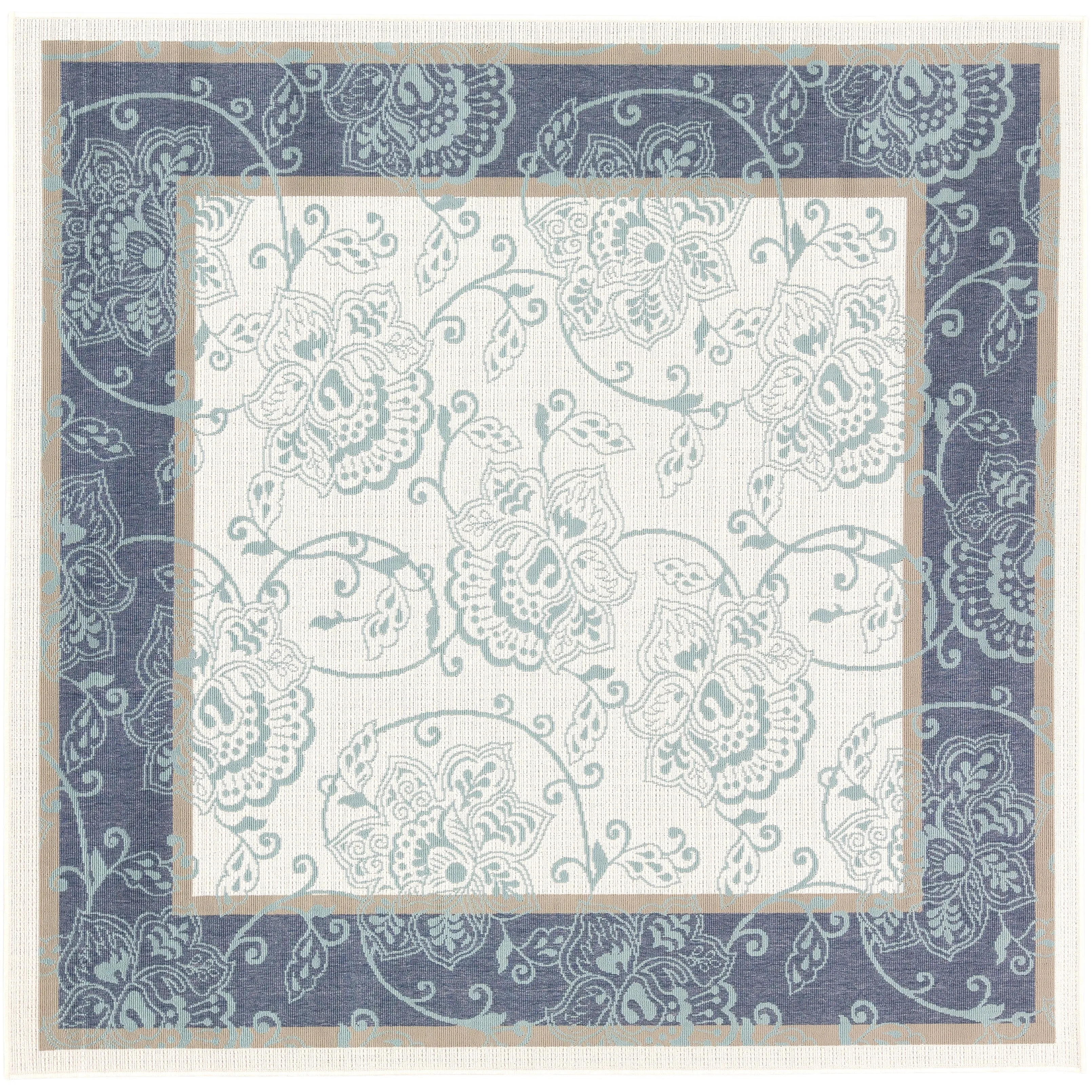Janelle Indoor/Outdoor Transitional Floral Border Area Rug
