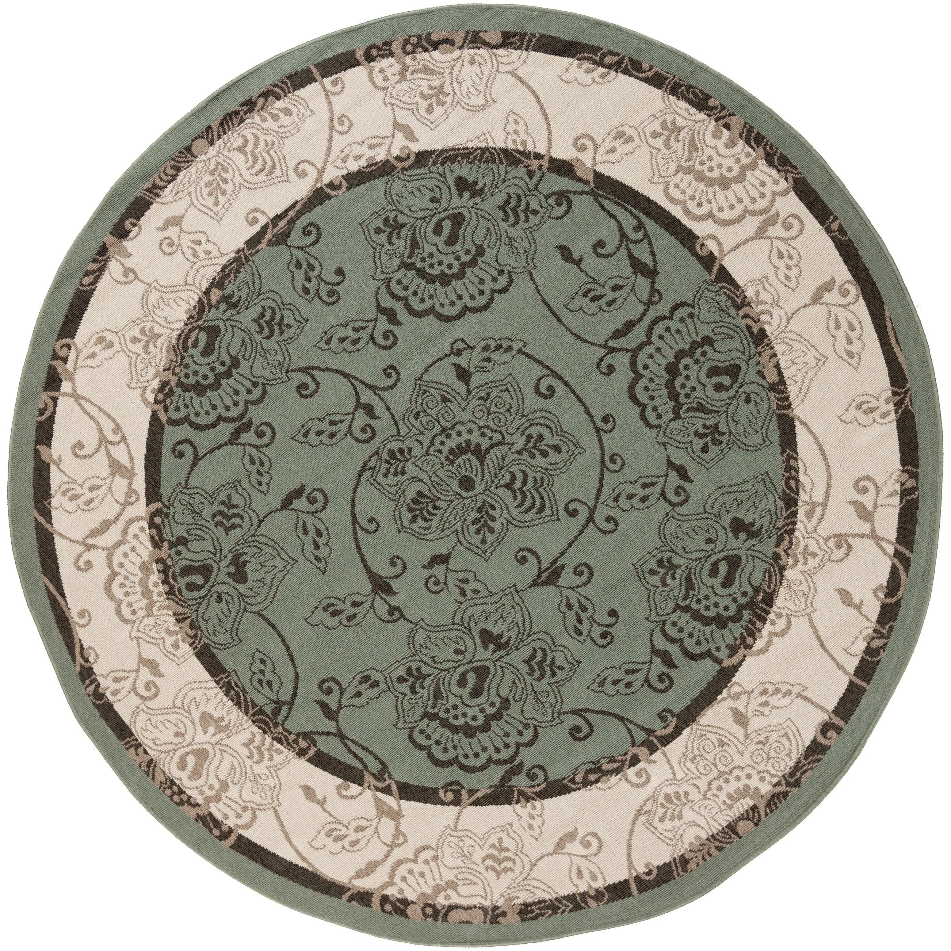Janelle Indoor/Outdoor Transitional Floral Border Area Rug