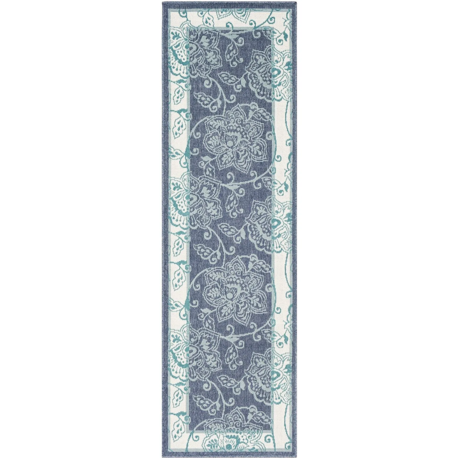 Janelle Indoor/Outdoor Transitional Floral Border Area Rug