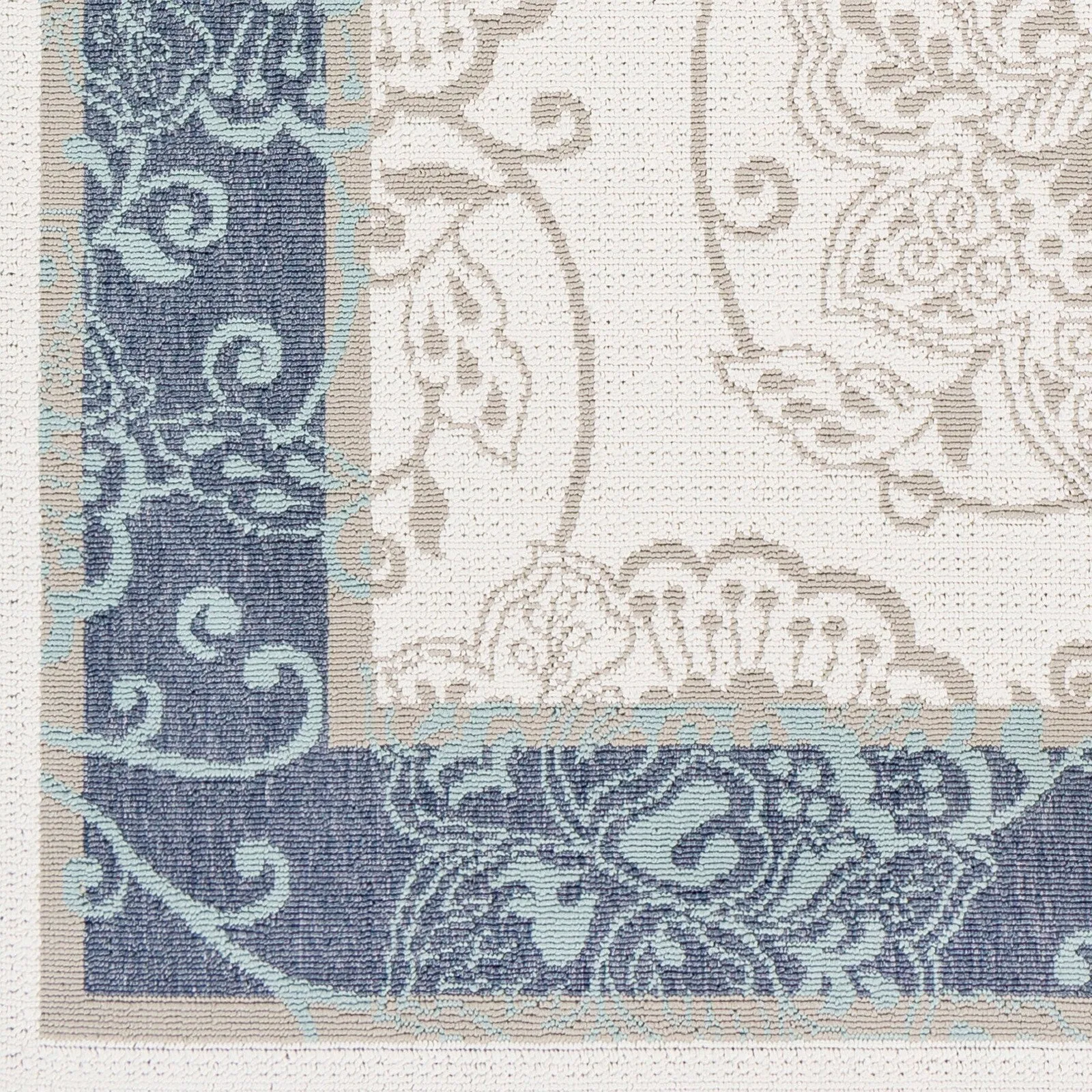 Janelle Indoor/Outdoor Transitional Floral Border Area Rug