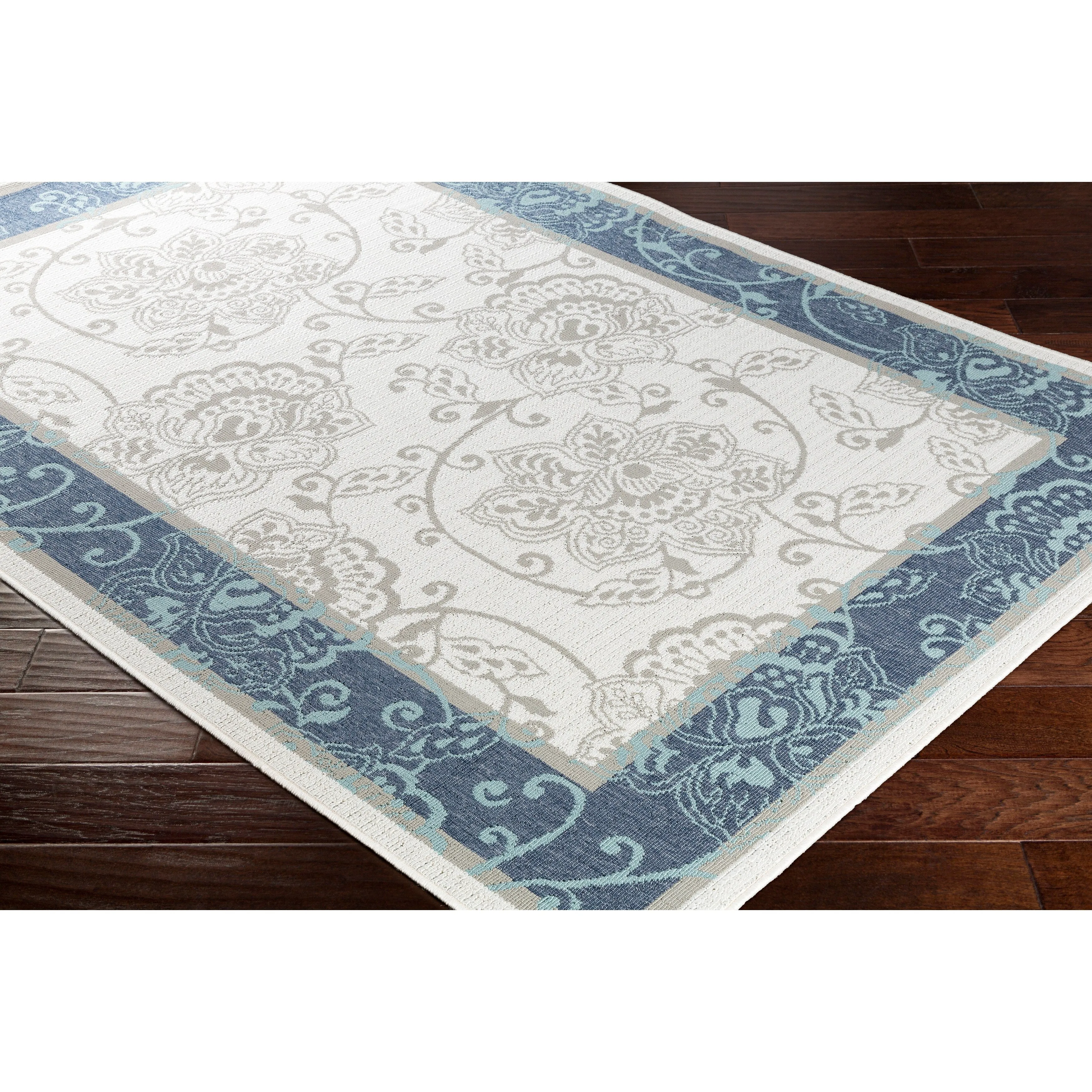 Janelle Indoor/Outdoor Transitional Floral Border Area Rug