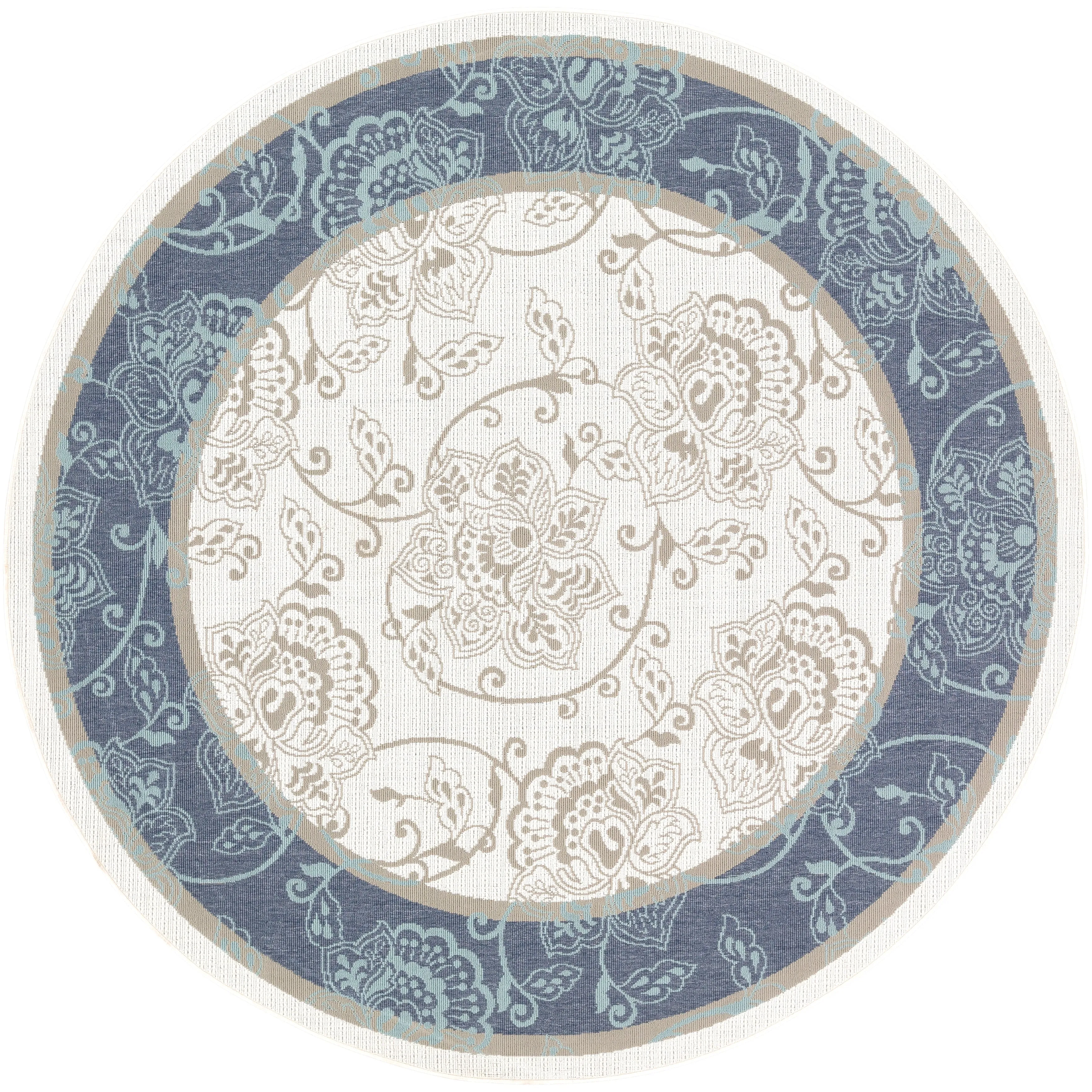 Janelle Indoor/Outdoor Transitional Floral Border Area Rug