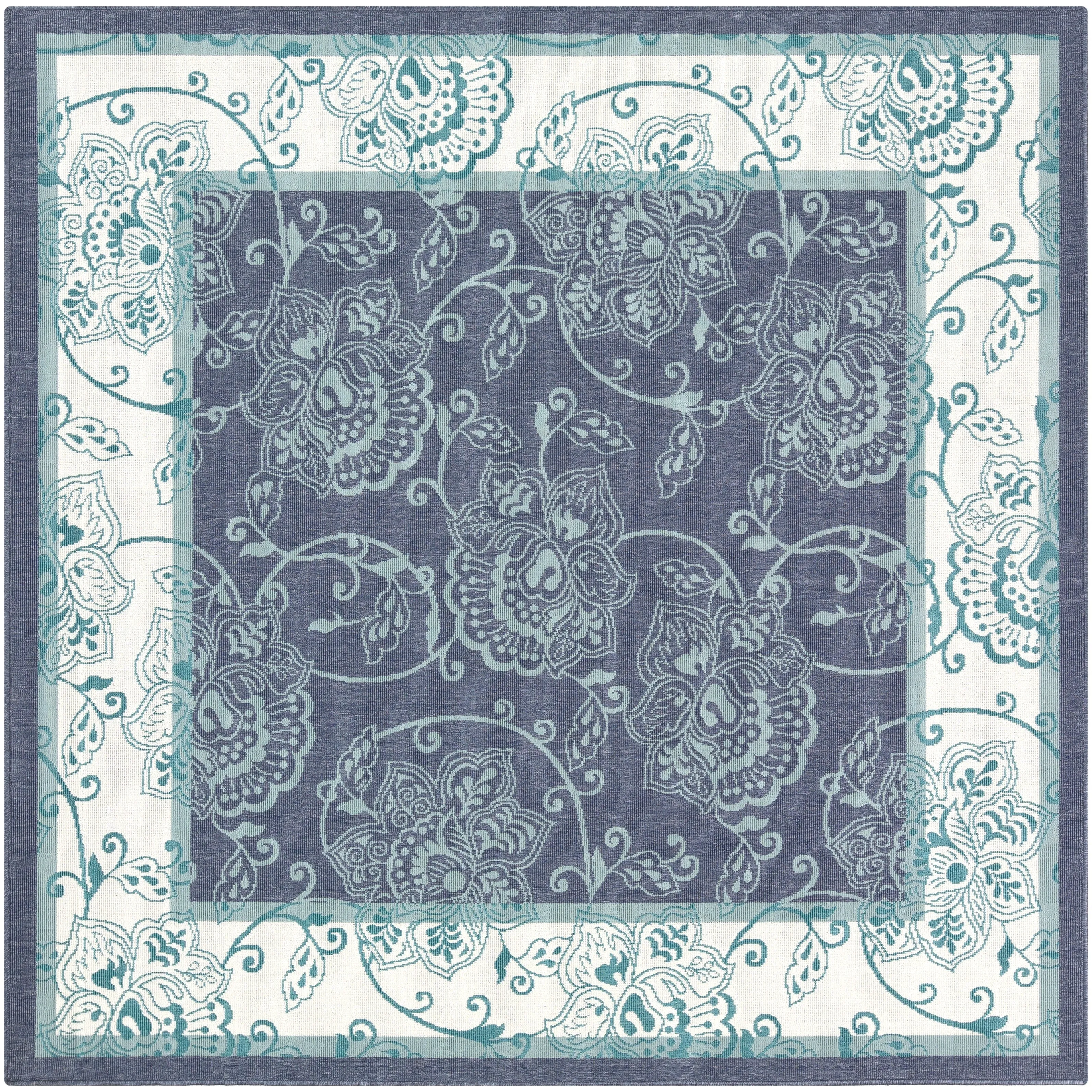 Janelle Indoor/Outdoor Transitional Floral Border Area Rug