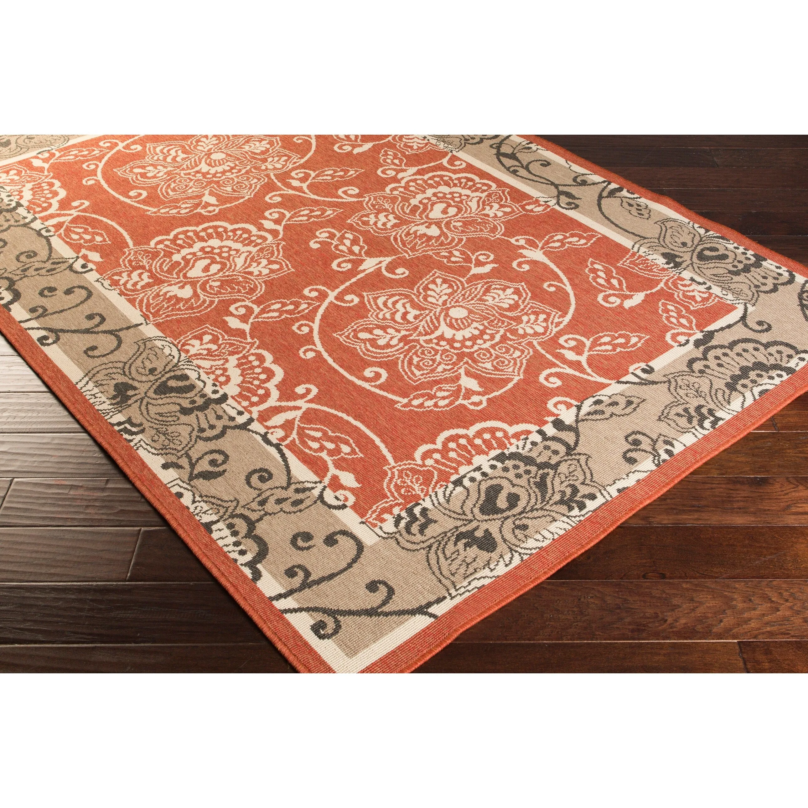 Janelle Indoor/Outdoor Transitional Floral Border Area Rug