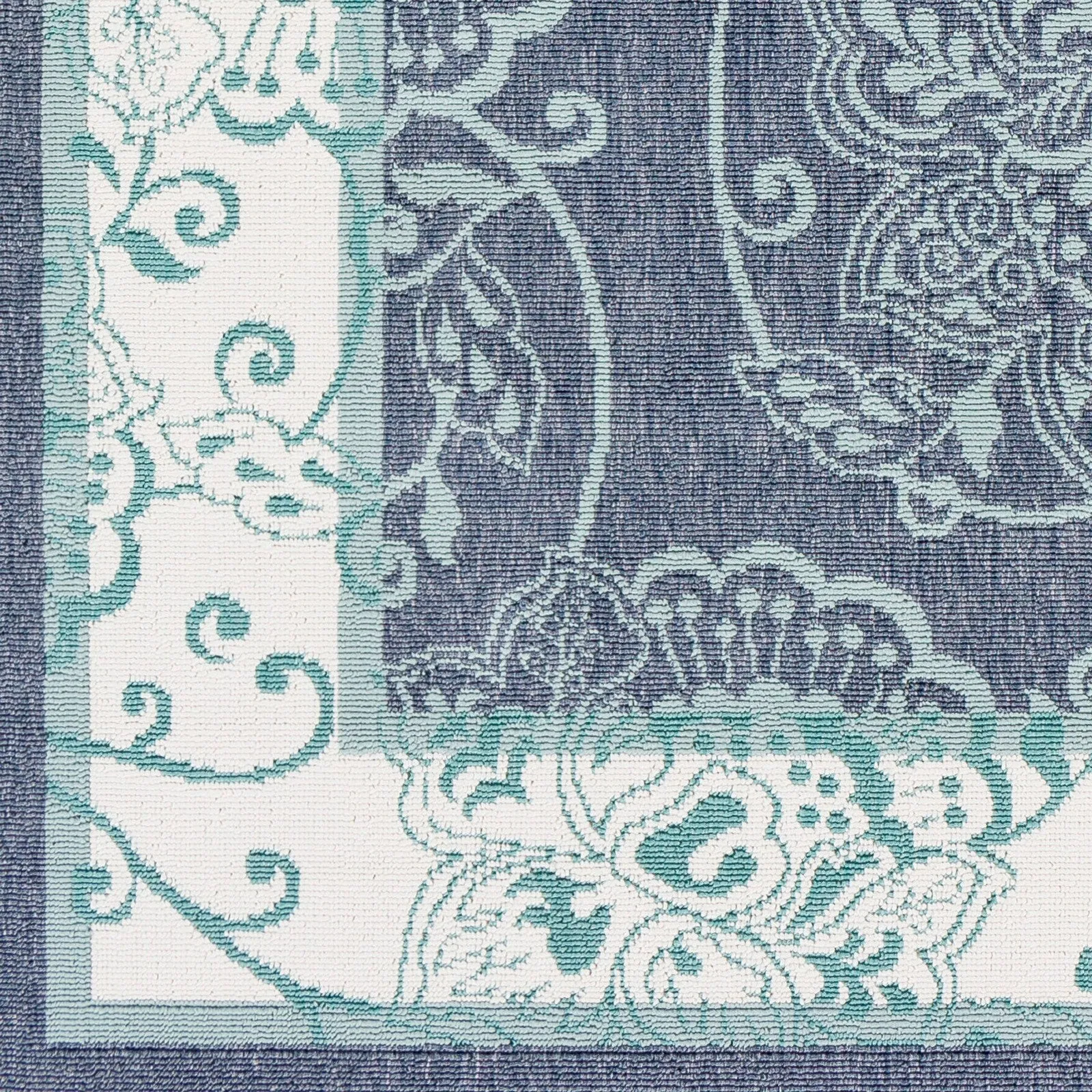Janelle Indoor/Outdoor Transitional Floral Border Area Rug