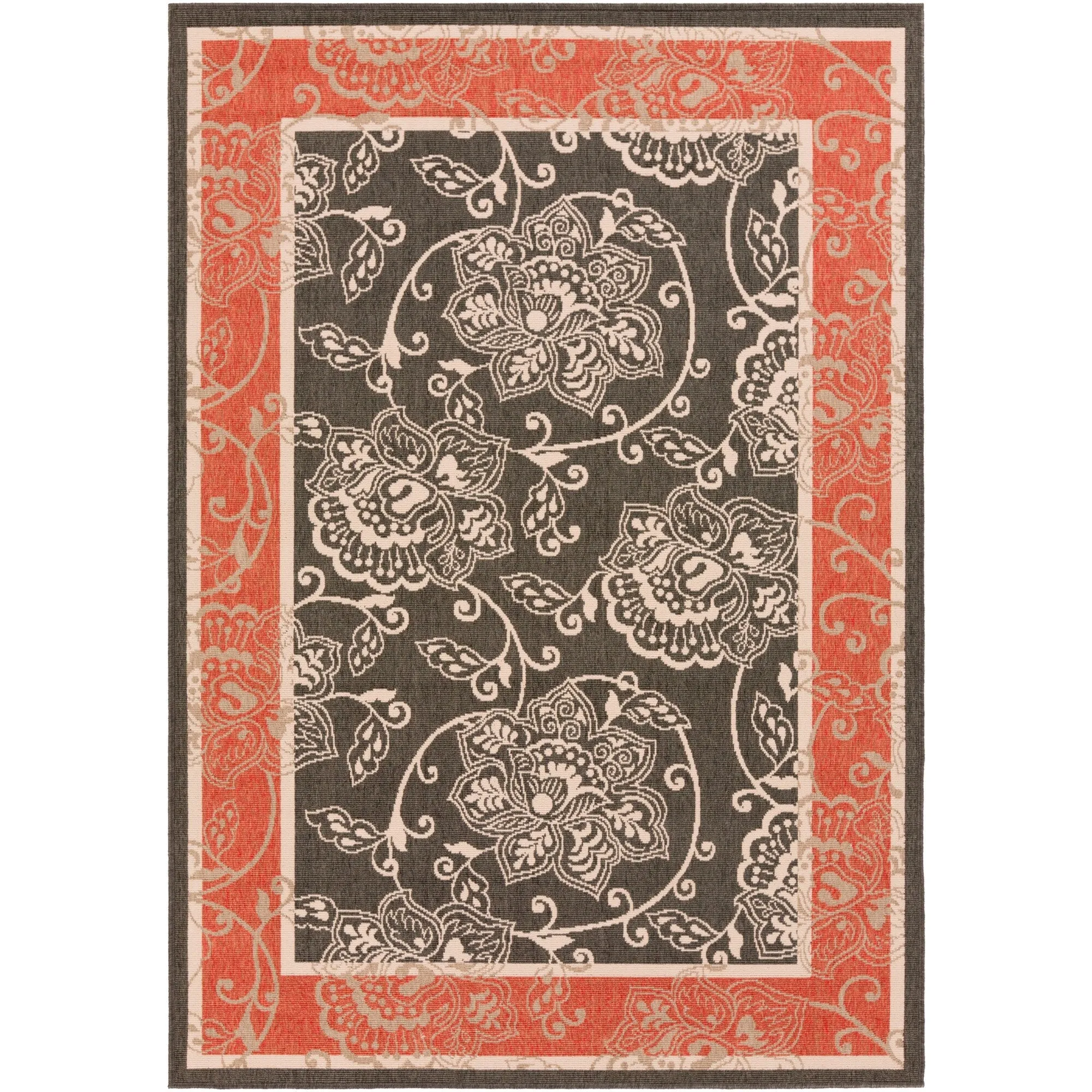 Janelle Indoor/Outdoor Transitional Floral Border Area Rug
