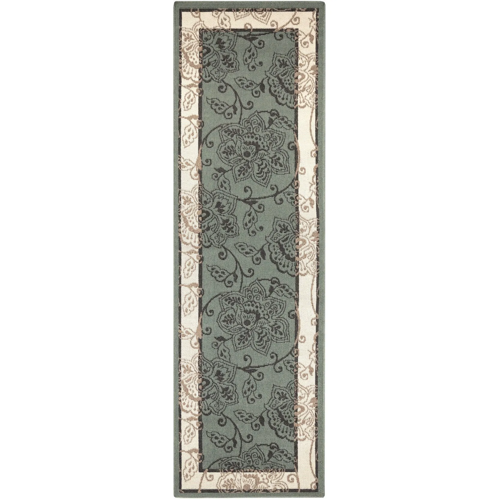 Janelle Indoor/Outdoor Transitional Floral Border Area Rug
