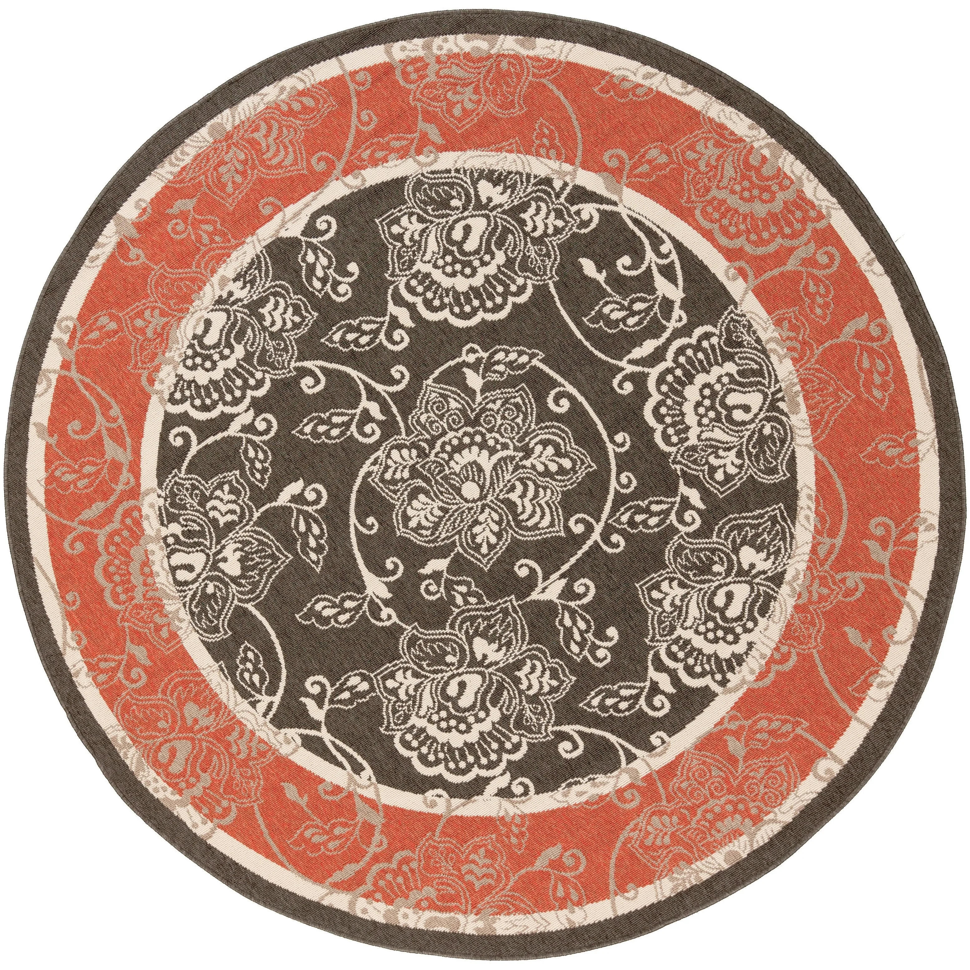 Janelle Indoor/Outdoor Transitional Floral Border Area Rug