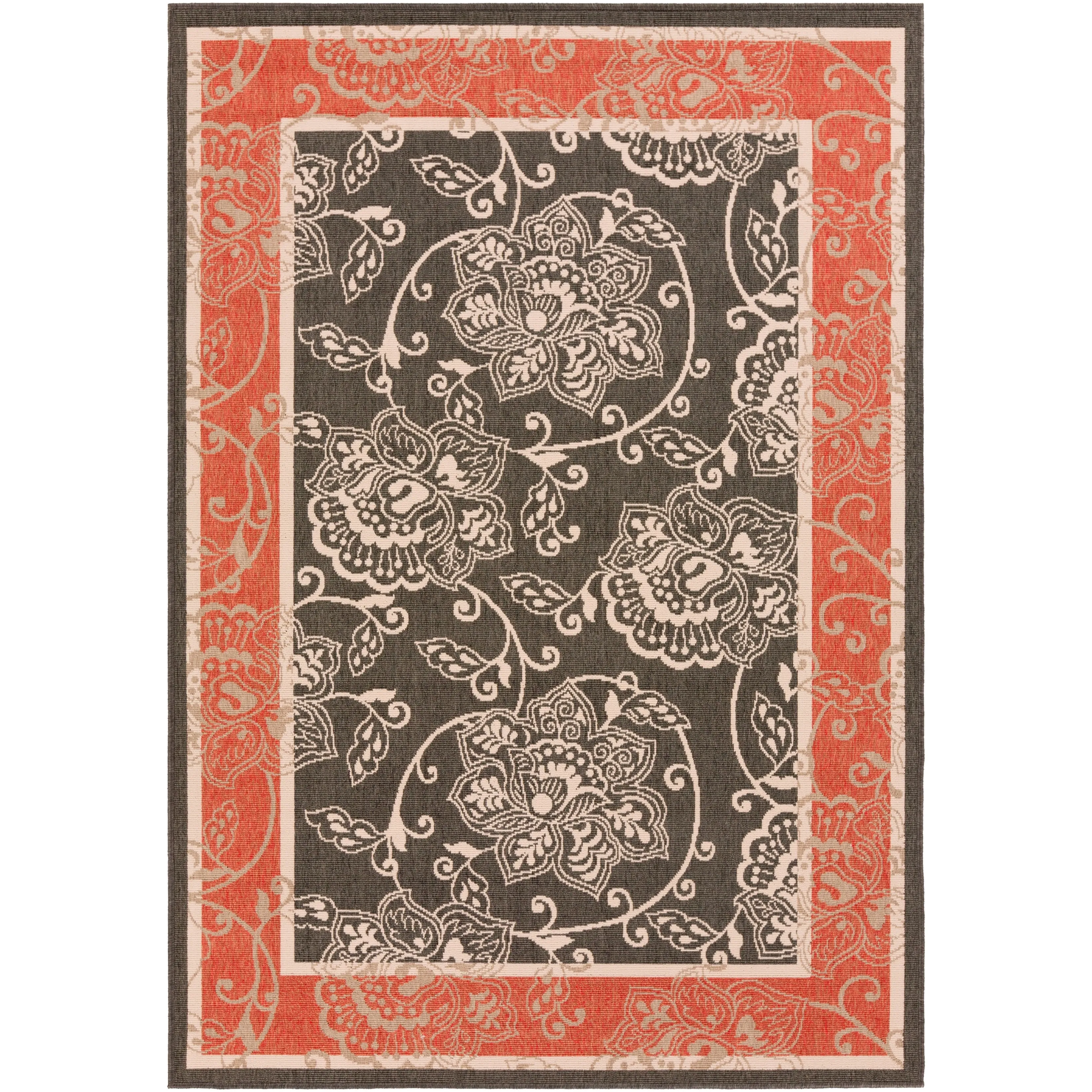 Janelle Indoor/Outdoor Transitional Floral Border Area Rug