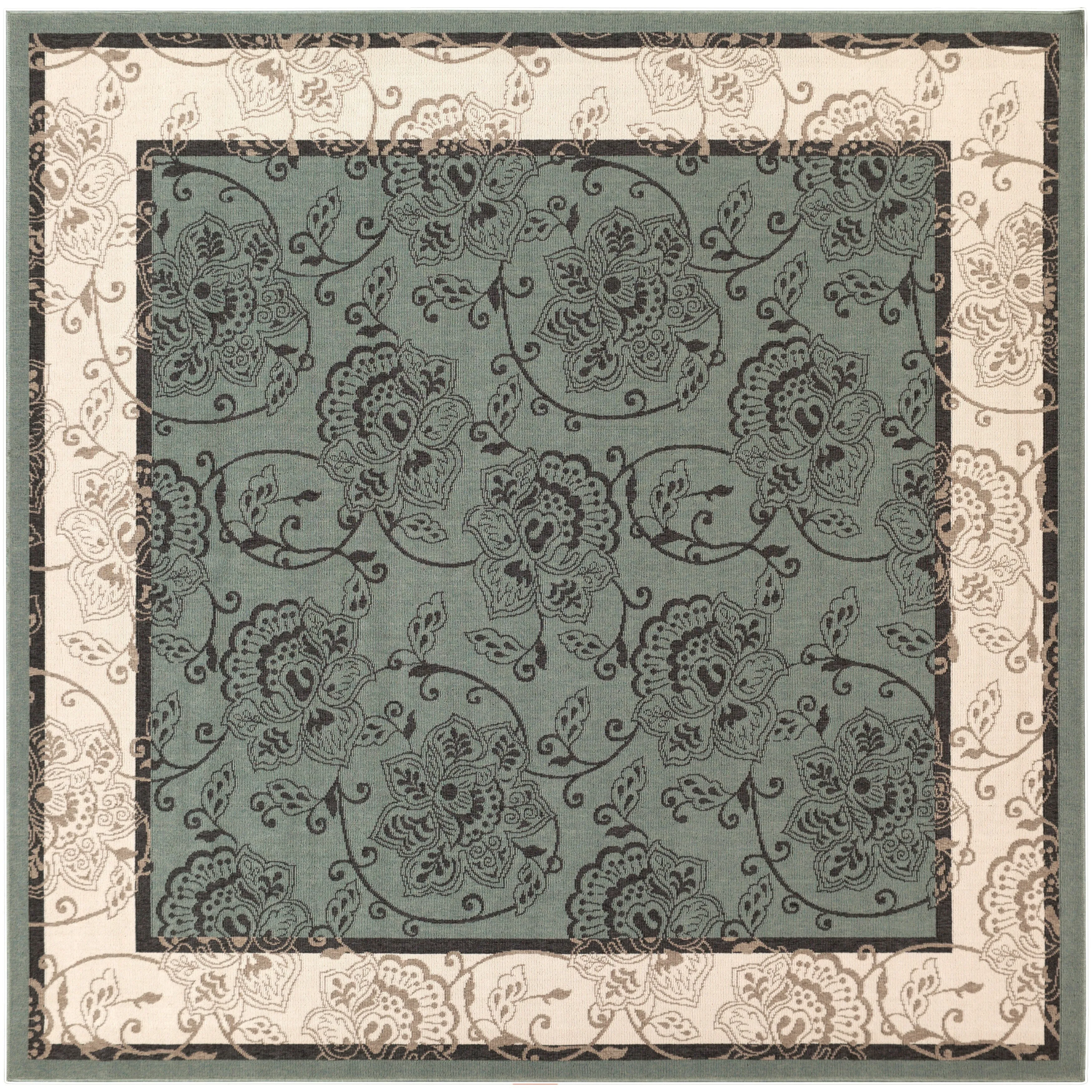 Janelle Indoor/Outdoor Transitional Floral Border Area Rug