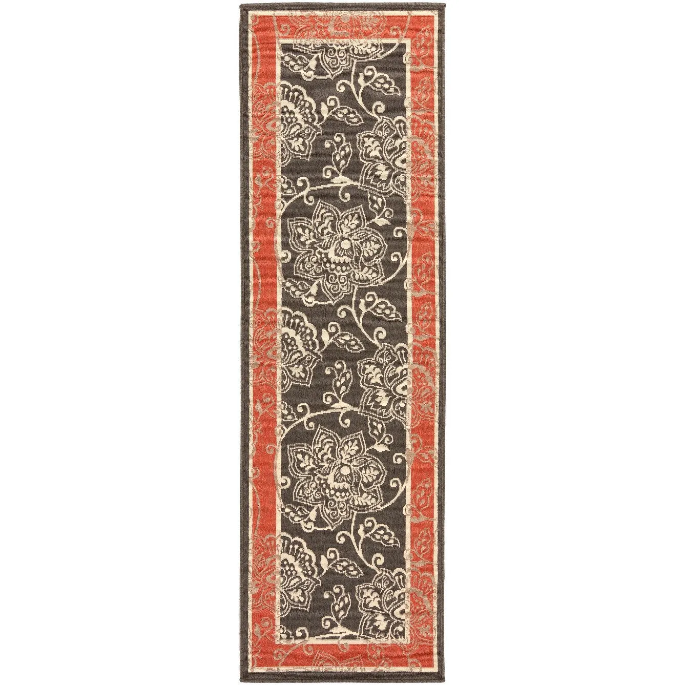 Janelle Indoor/Outdoor Transitional Floral Border Area Rug