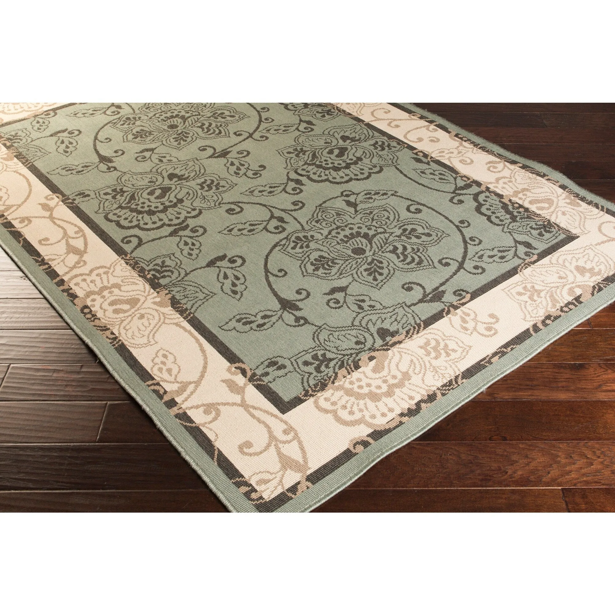 Janelle Indoor/Outdoor Transitional Floral Border Area Rug