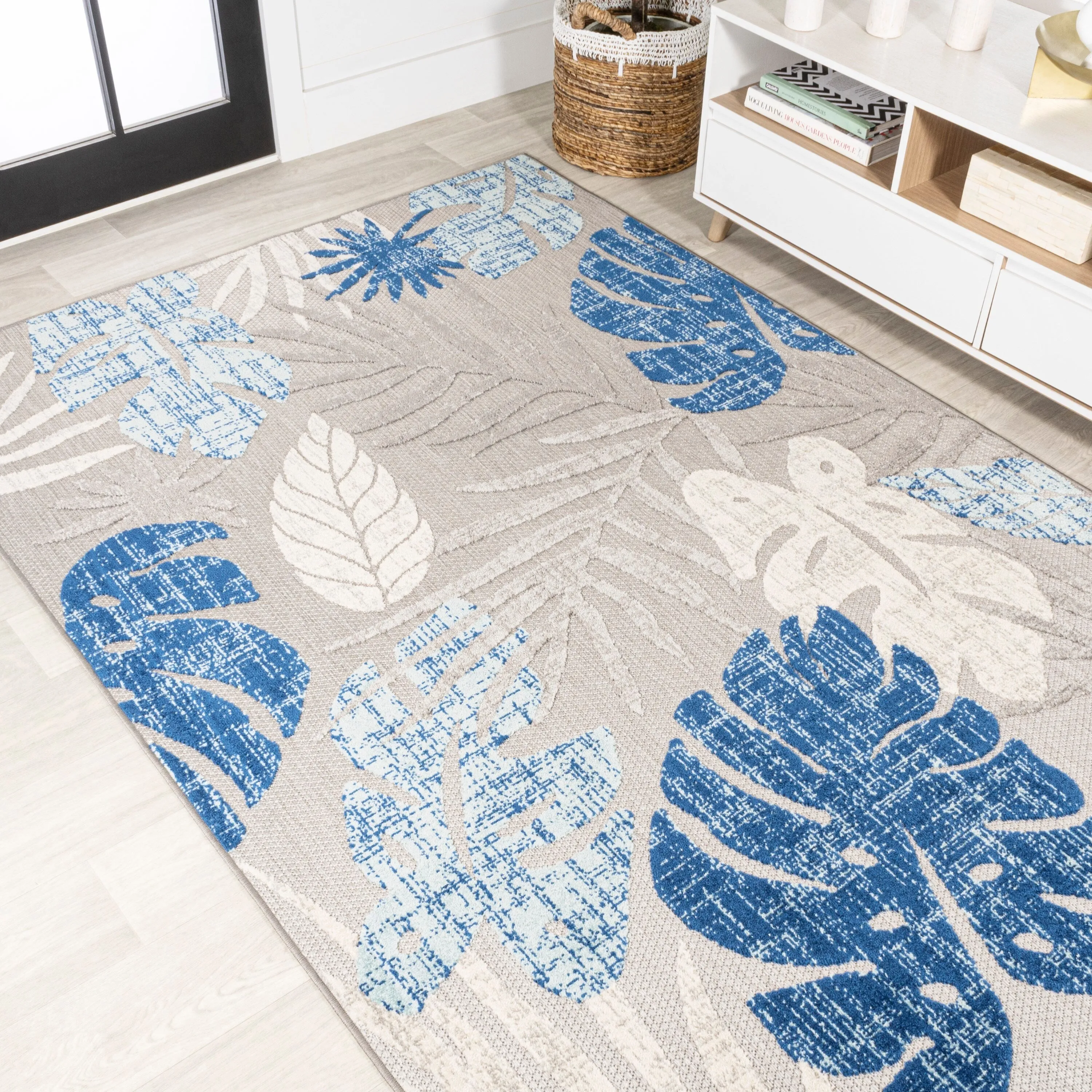 JONATHAN Y Algarve Tropical Leaf High-Low Indoor/Outdoor Area Rug