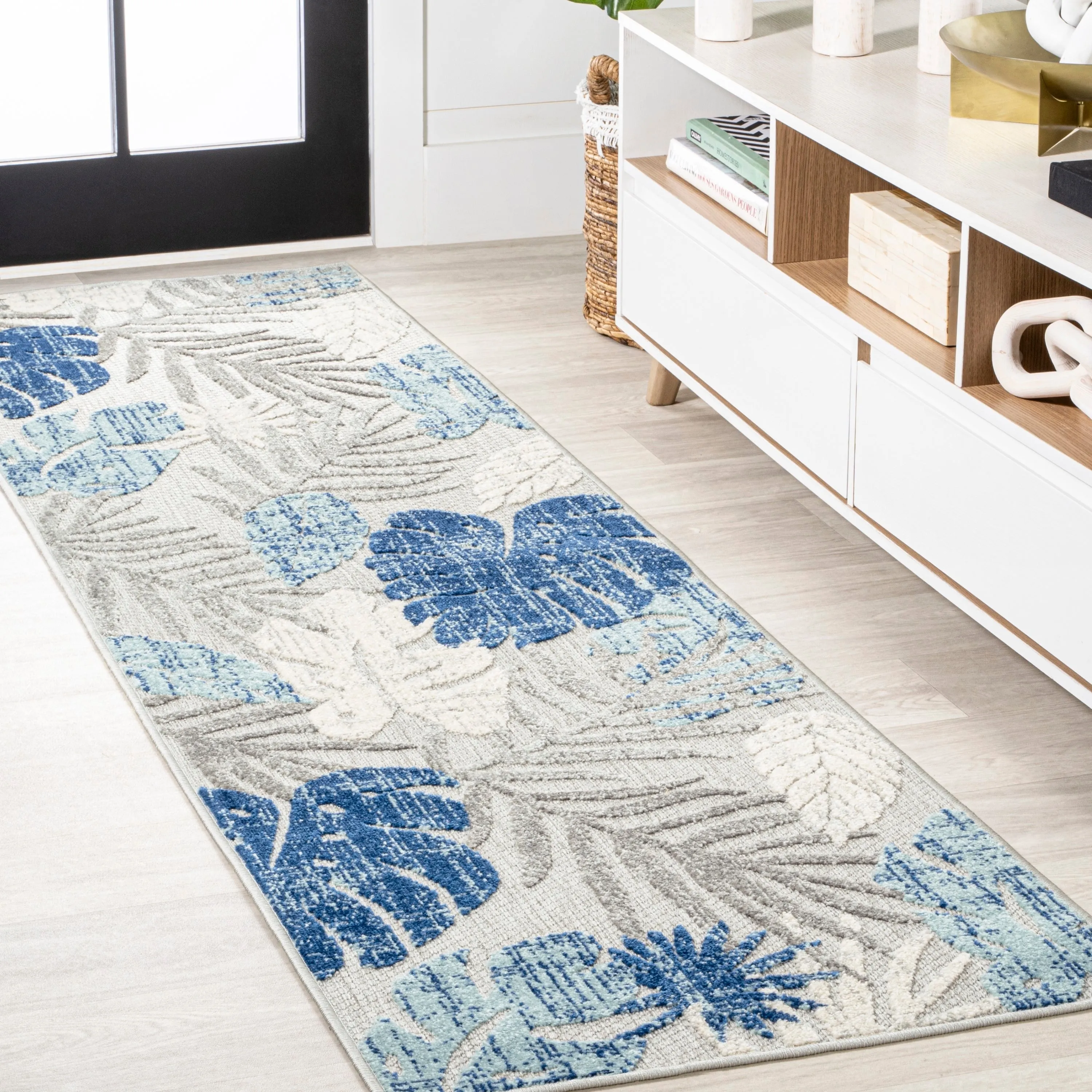 JONATHAN Y Algarve Tropical Leaf High-Low Indoor/Outdoor Area Rug