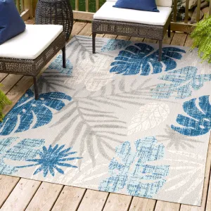 JONATHAN Y Algarve Tropical Leaf High-Low Indoor/Outdoor Area Rug