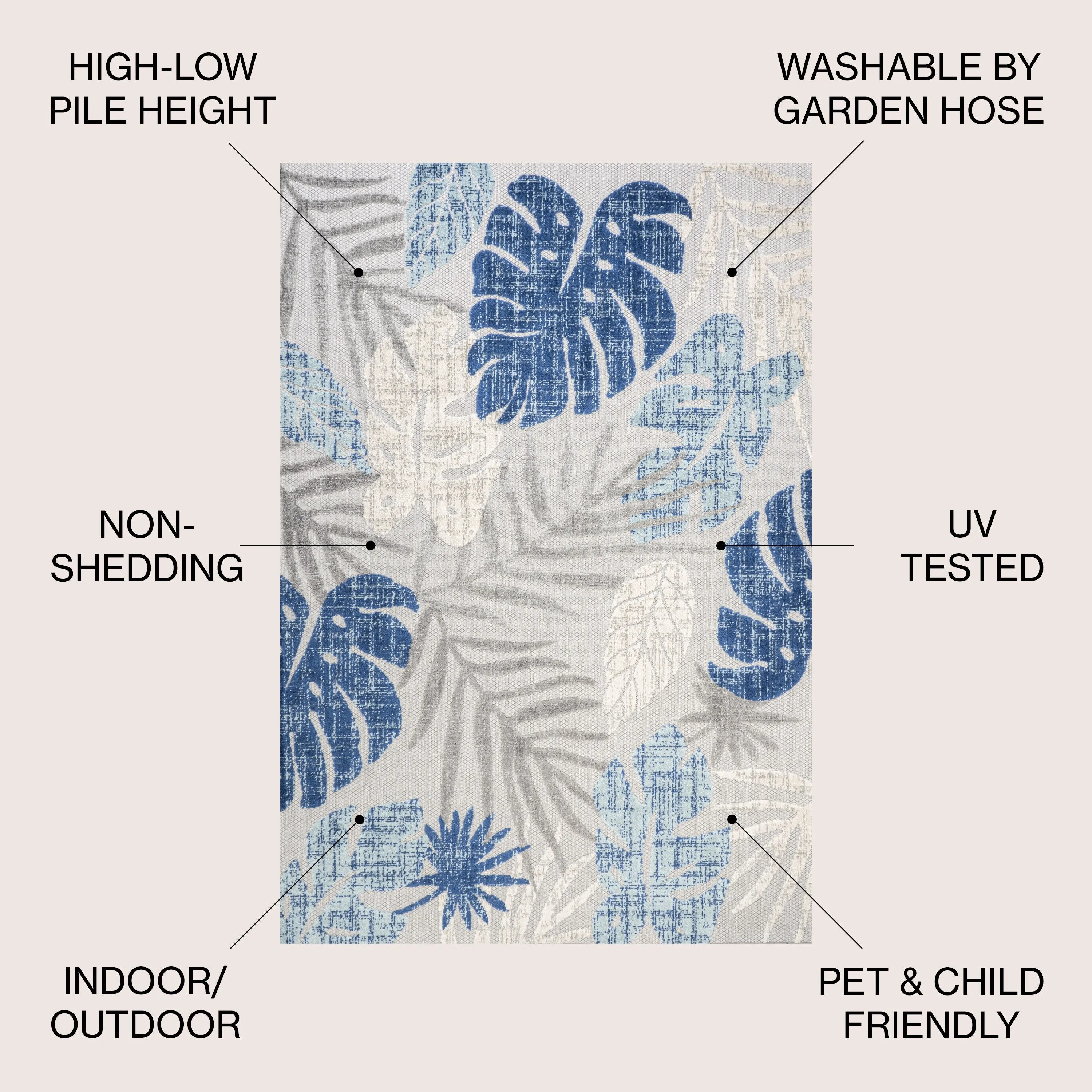 JONATHAN Y Algarve Tropical Leaf High-Low Indoor/Outdoor Area Rug