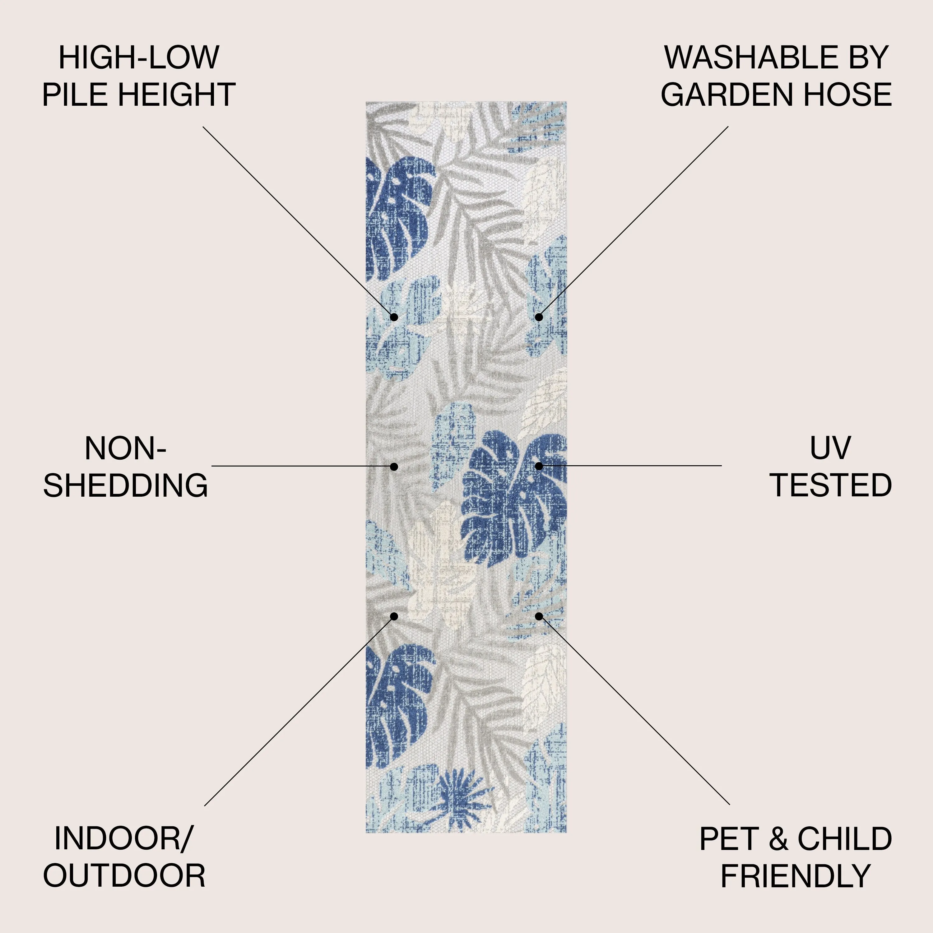 JONATHAN Y Algarve Tropical Leaf High-Low Indoor/Outdoor Area Rug
