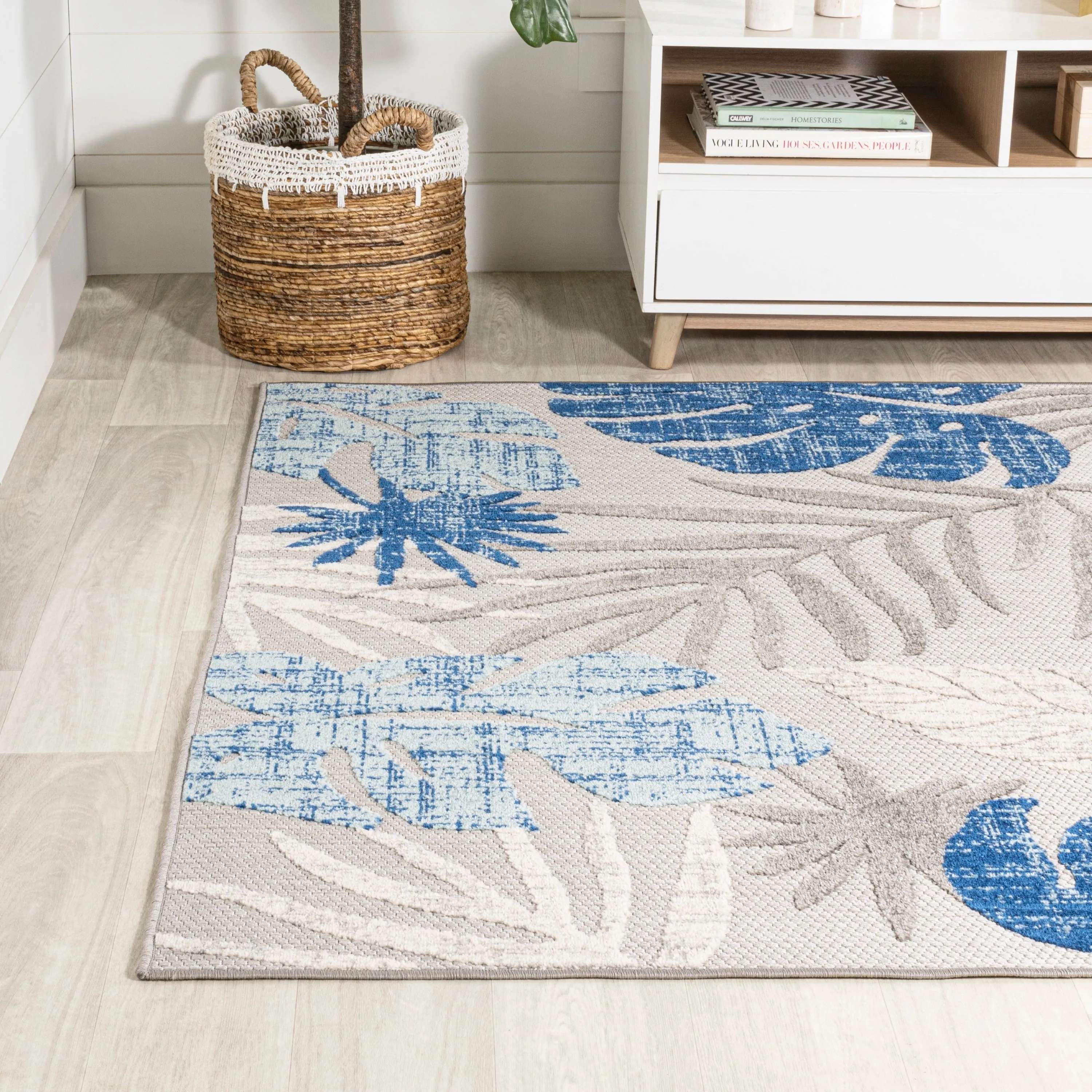 JONATHAN Y Algarve Tropical Leaf High-Low Indoor/Outdoor Area Rug
