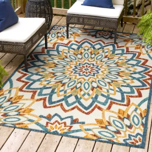 JONATHAN Y Cetara Abstract Bold Mandala High-Low Indoor/Outdoor Area Rug