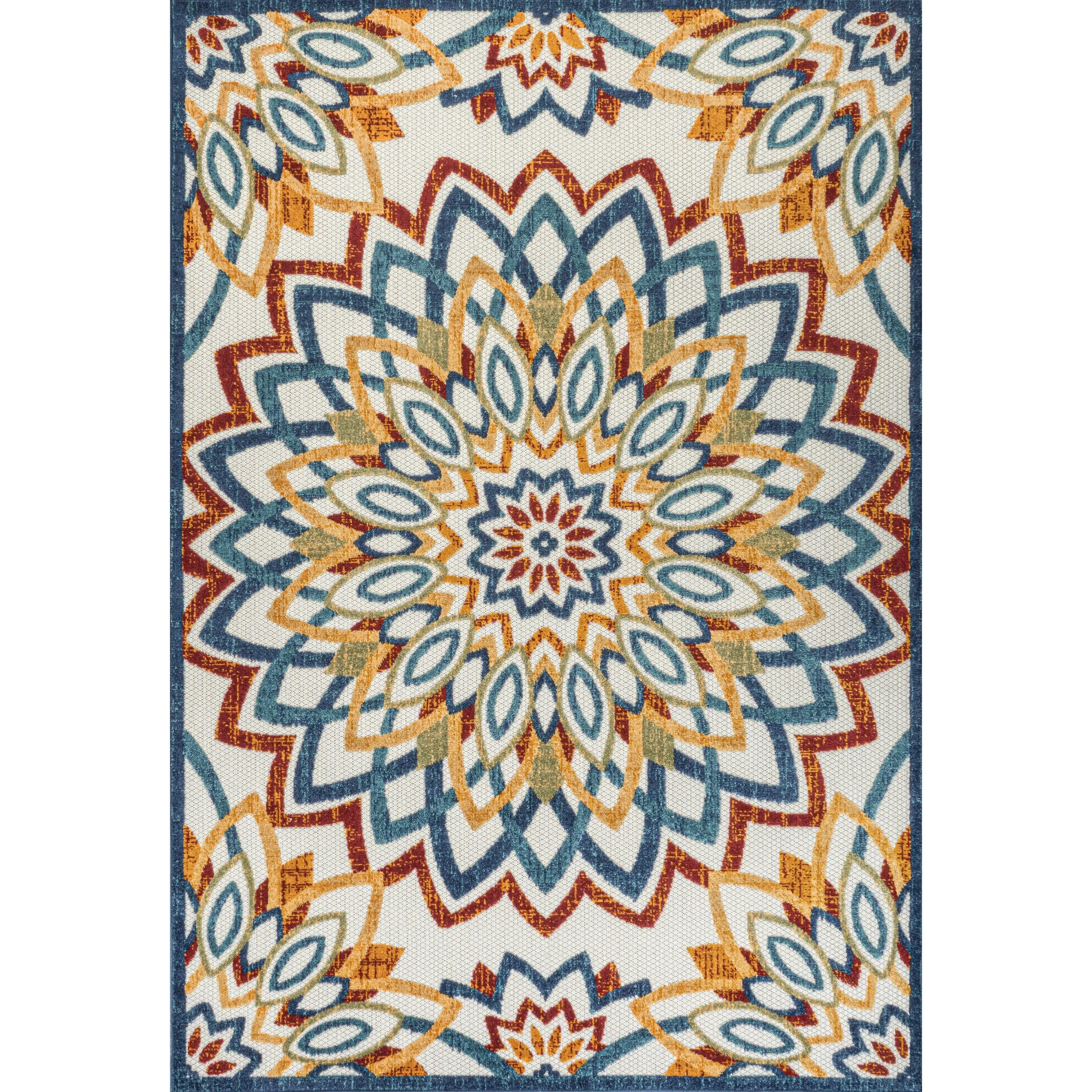 JONATHAN Y Cetara Abstract Bold Mandala High-Low Indoor/Outdoor Area Rug
