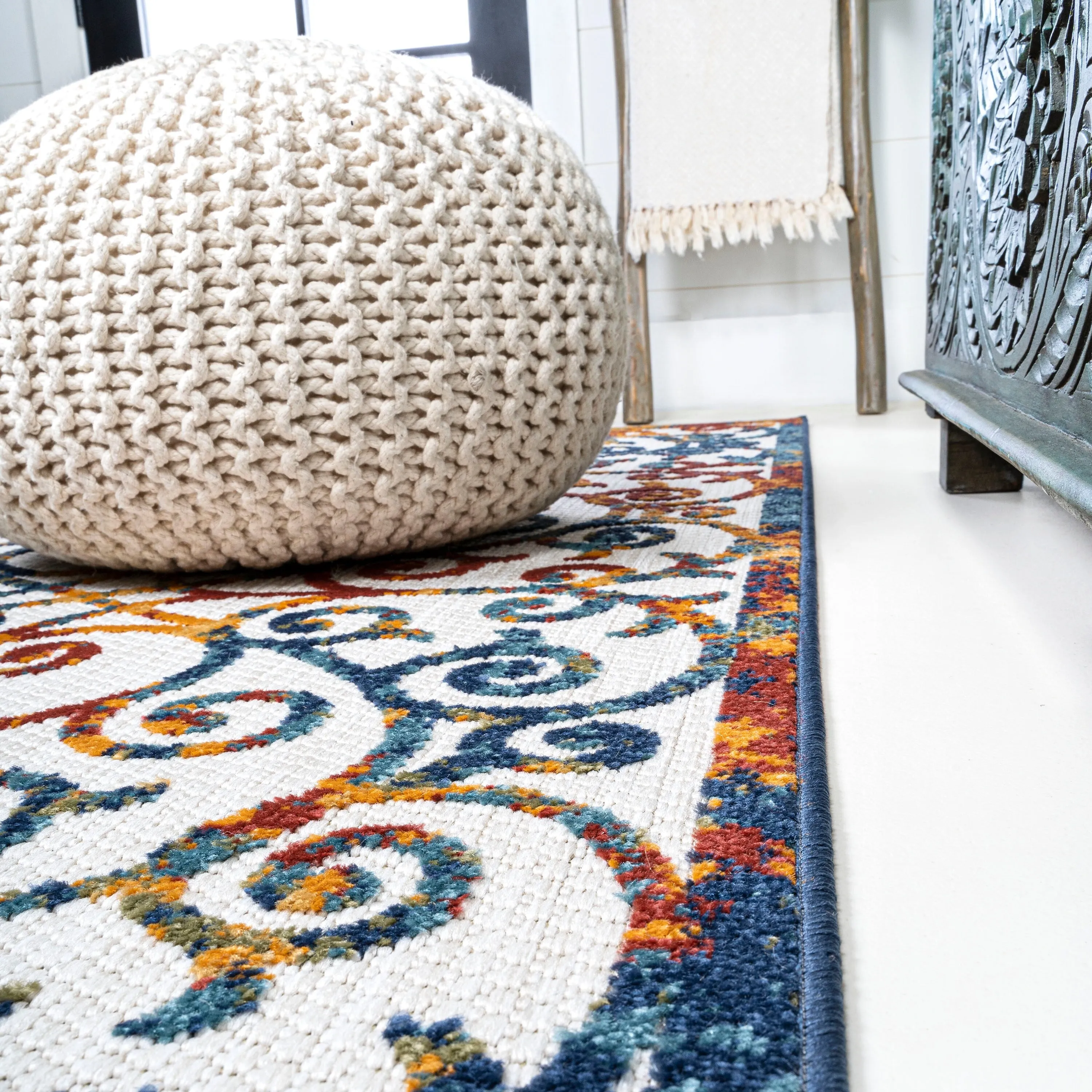 JONATHAN Y Cetara Scroll Trellis Indoor/Outdoor Area Rug