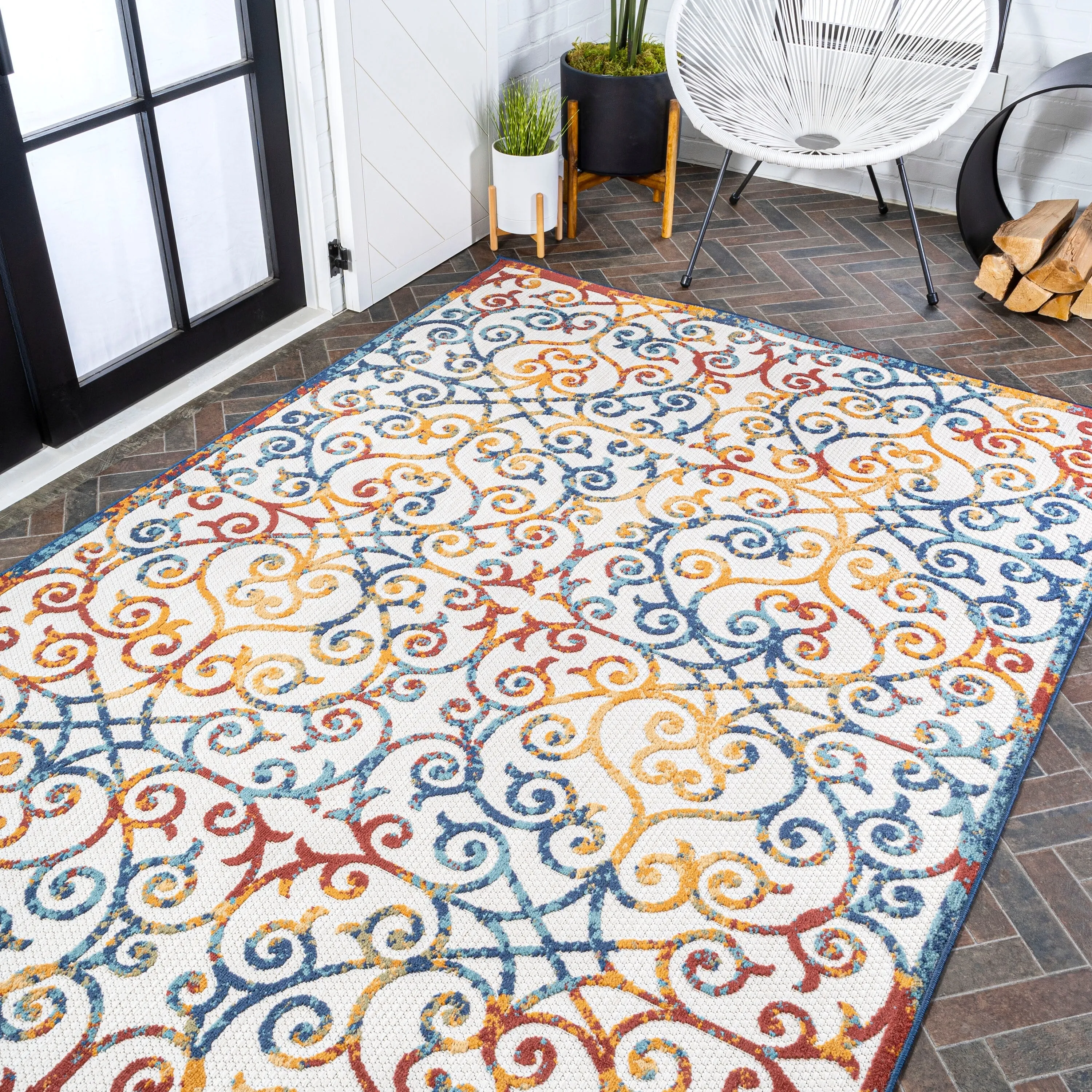 JONATHAN Y Cetara Scroll Trellis Indoor/Outdoor Area Rug